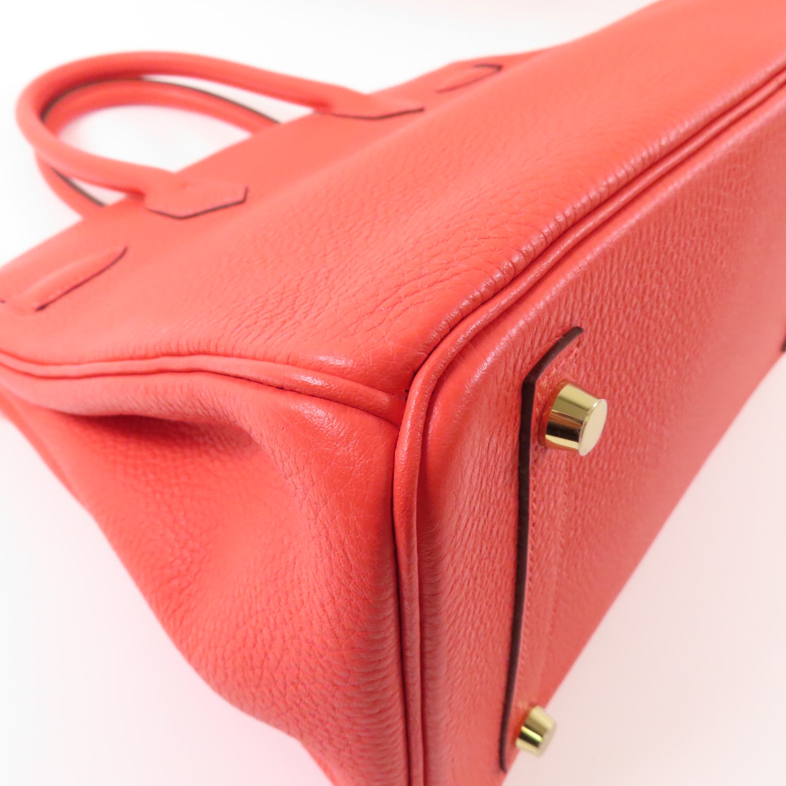 HERMES Clemence皮革Birkin 30金扣手挽袋Rouge Pivoine