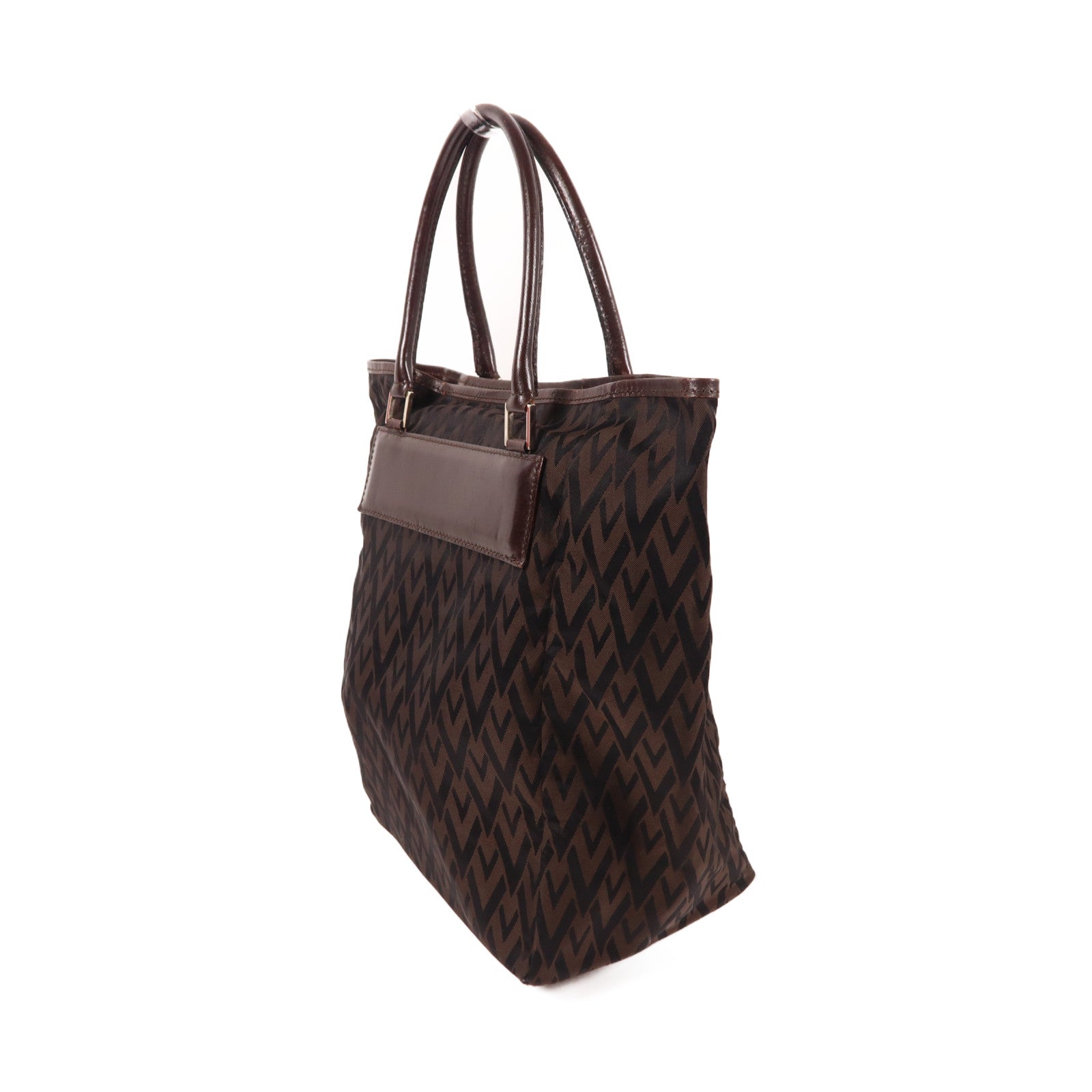 Valentino 帆布/皮革Tote Bag銀扣手挽袋啡色