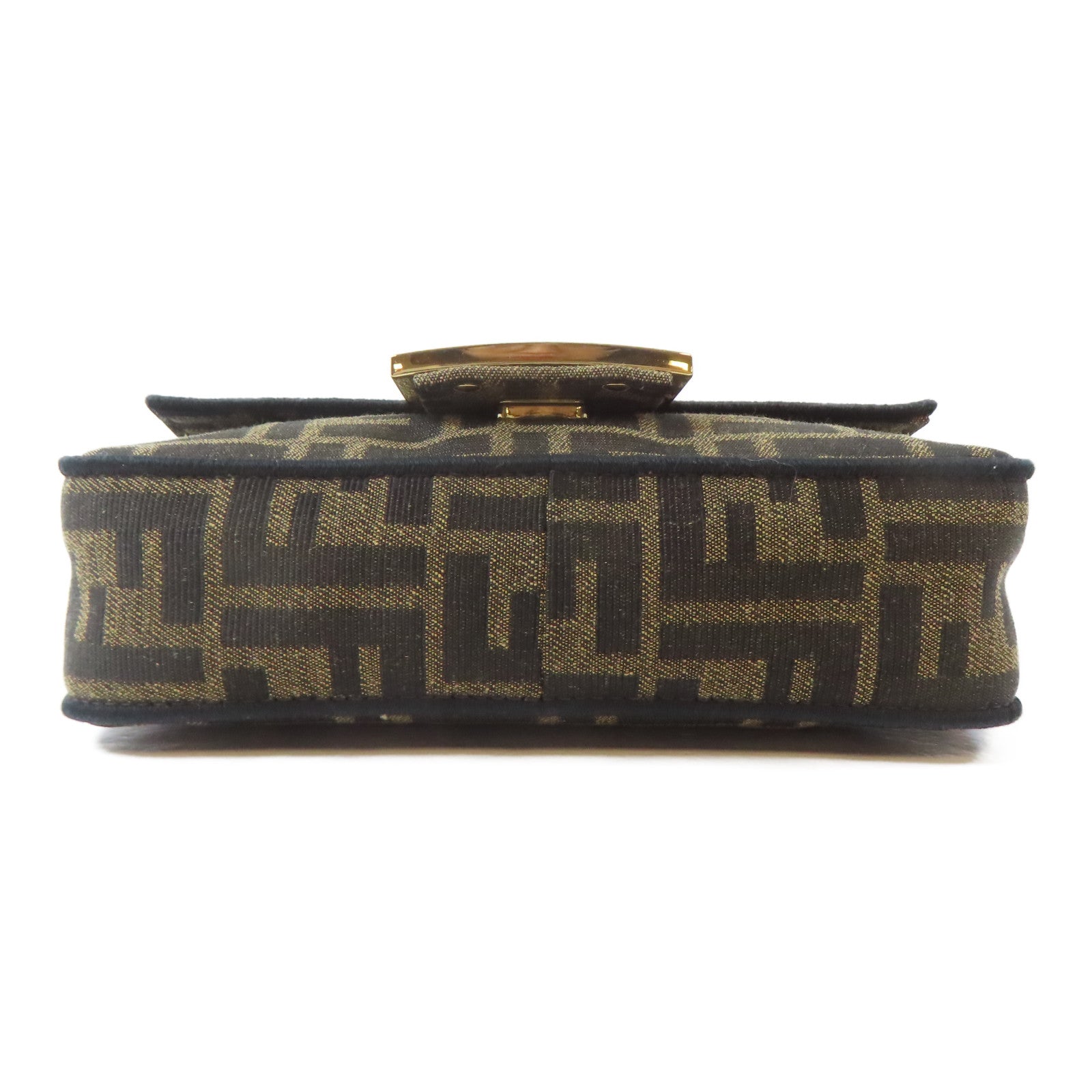 FENDI 帆布Mini Baguette金扣手挽肩背兩用袋啡色