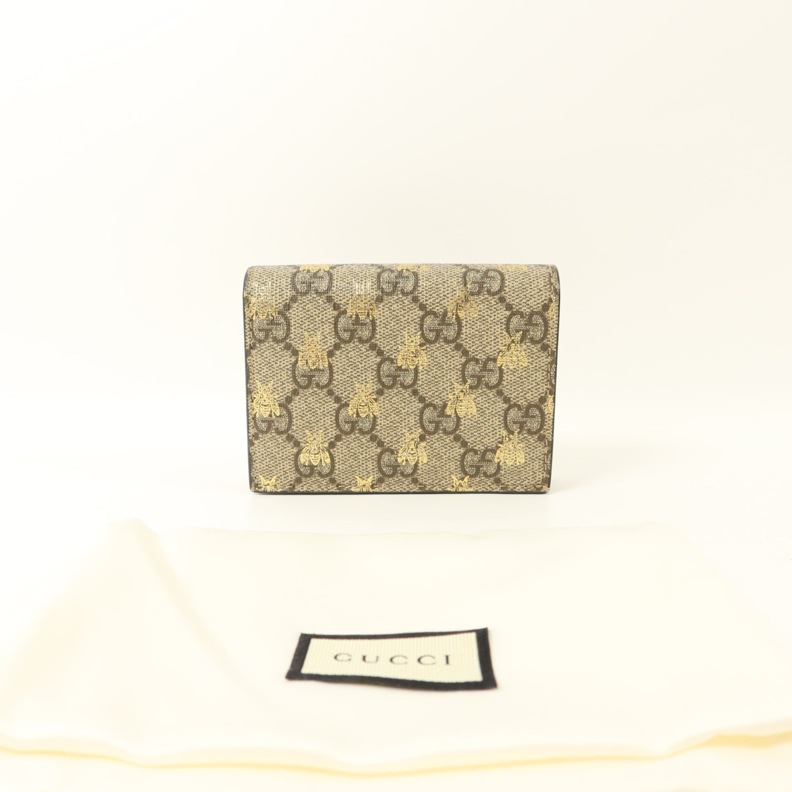 GUCCI 塗層帆布/牛皮皮革GG Supreme Bees Folded Wallet錢包