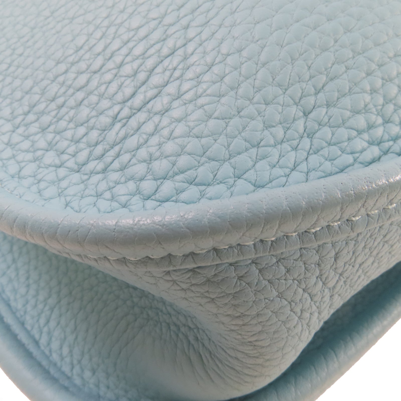 HERMES Clemence皮革Evelyne GM Shoulder Bag銀扣肩背袋Bleu Atoll/潟湖藍色