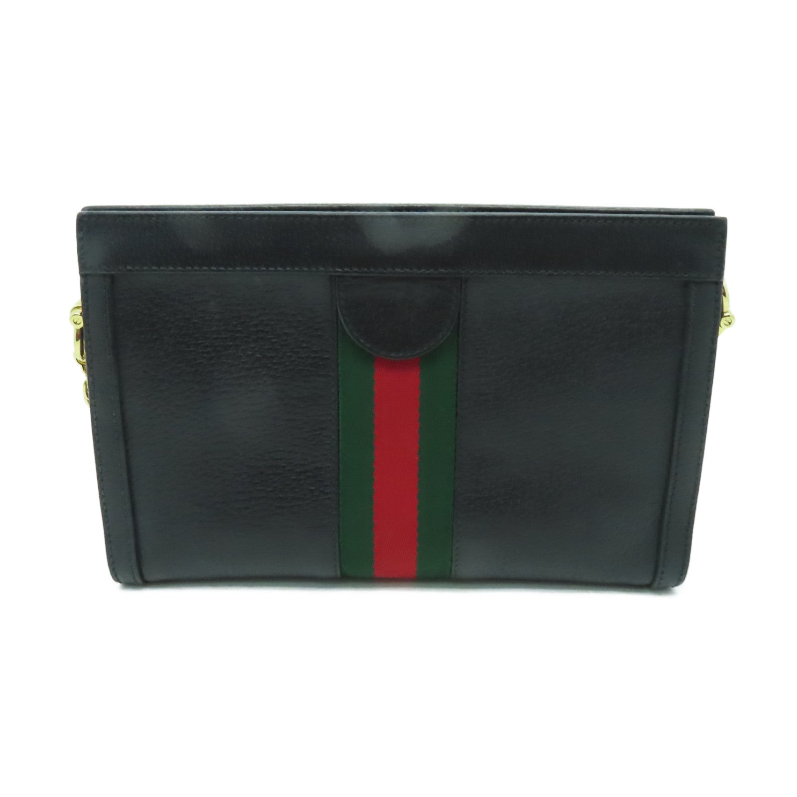 GUCCI 【清倉大減價】牛皮皮革Ophidia GG金扣鏈帶肩背袋黑色