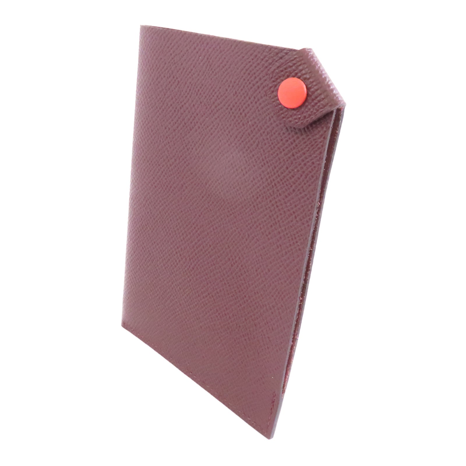 HERMES Epsom皮革Passport Case銀扣護照套Bordeaux酒紅色
