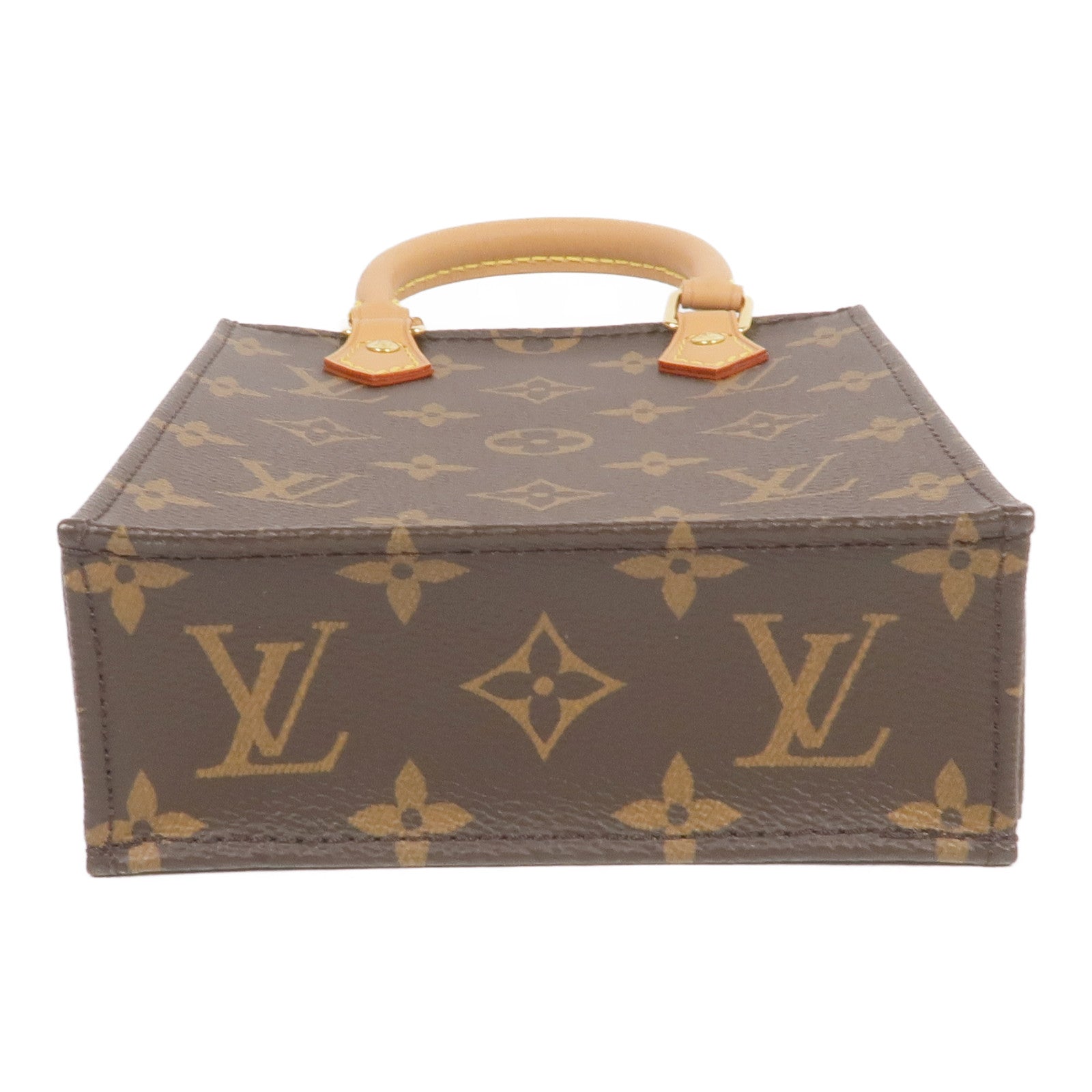 LOUIS VUITTON Monogram Petit Sac Plat金扣手挽肩背兩用袋Monogram Petit Sac Plat金扣手挽肩背兩用袋