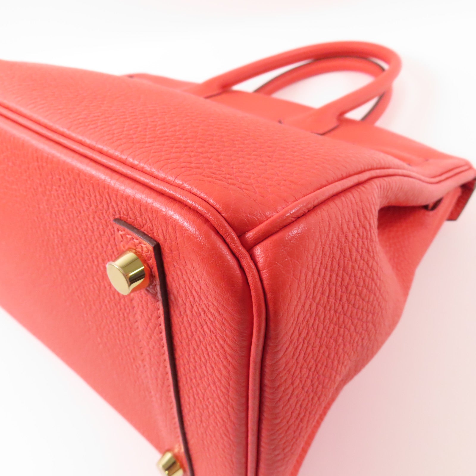 HERMES Clemence皮革Birkin 30金扣手挽袋Rouge Pivoine