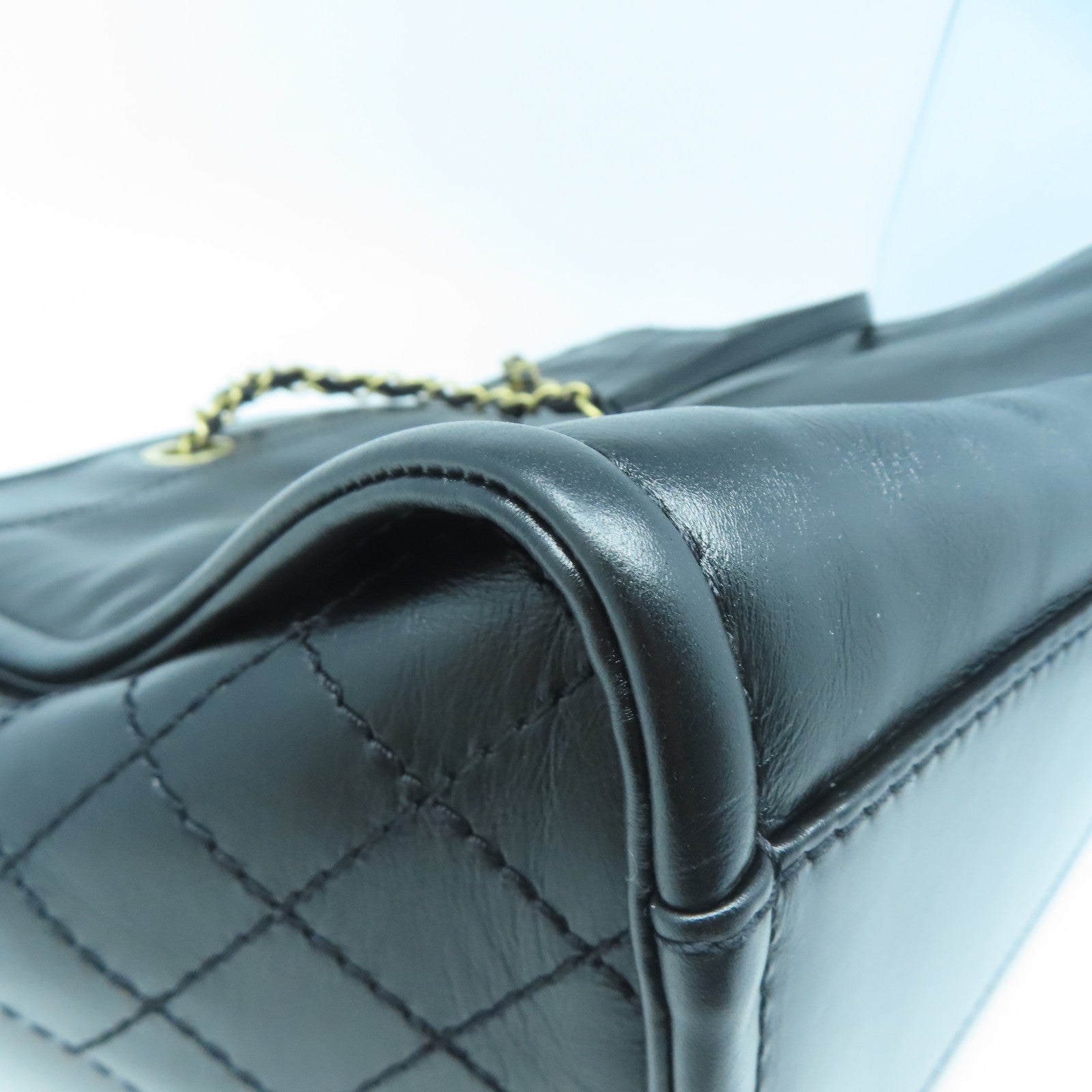 CHANEL 牛皮皮革Handbag金扣鏈帶肩背袋黑色