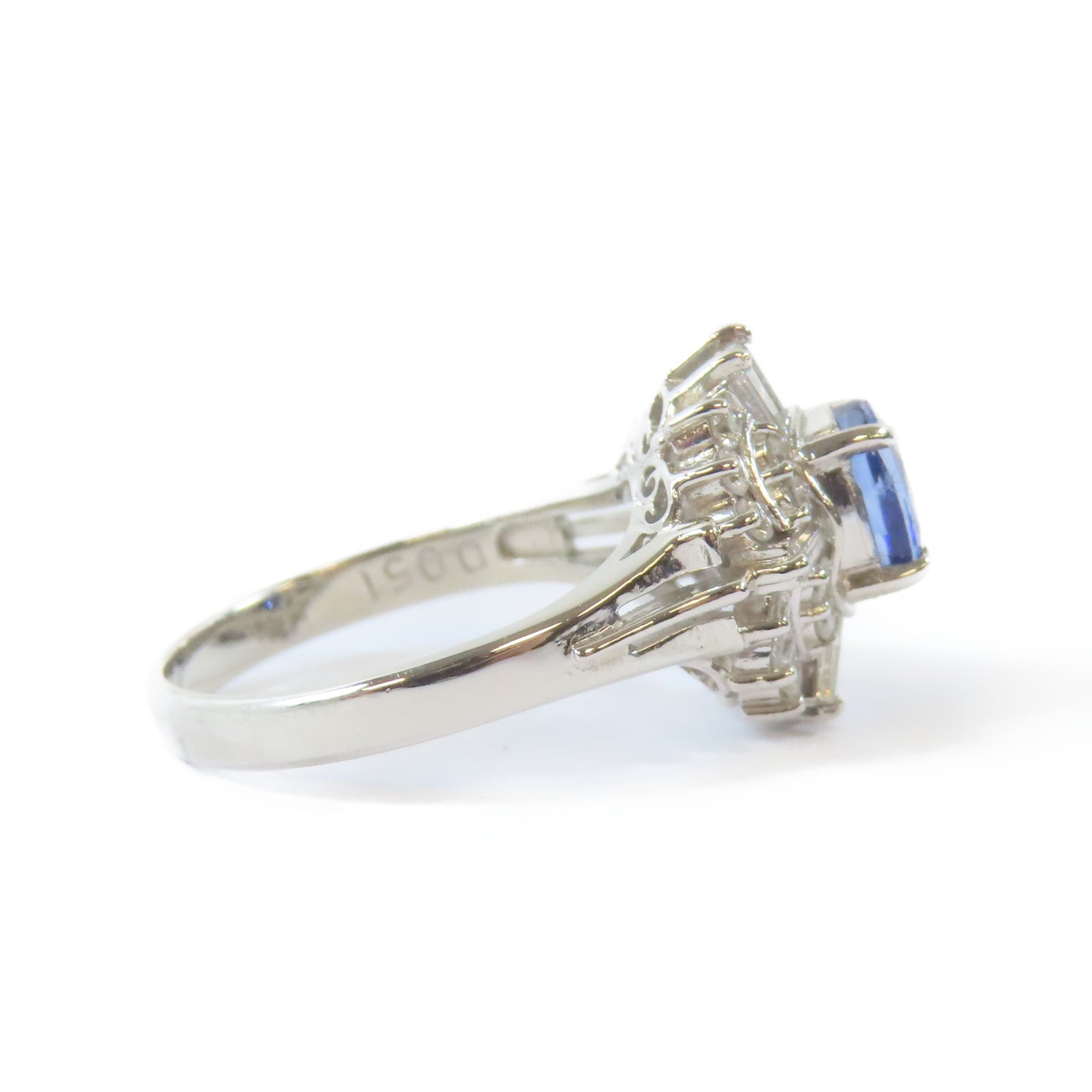 JEWELRY PT900鉑金Sapphire/Diamond Ring 1.14ct藍寶石/0.51ct鑽石戒指US#4