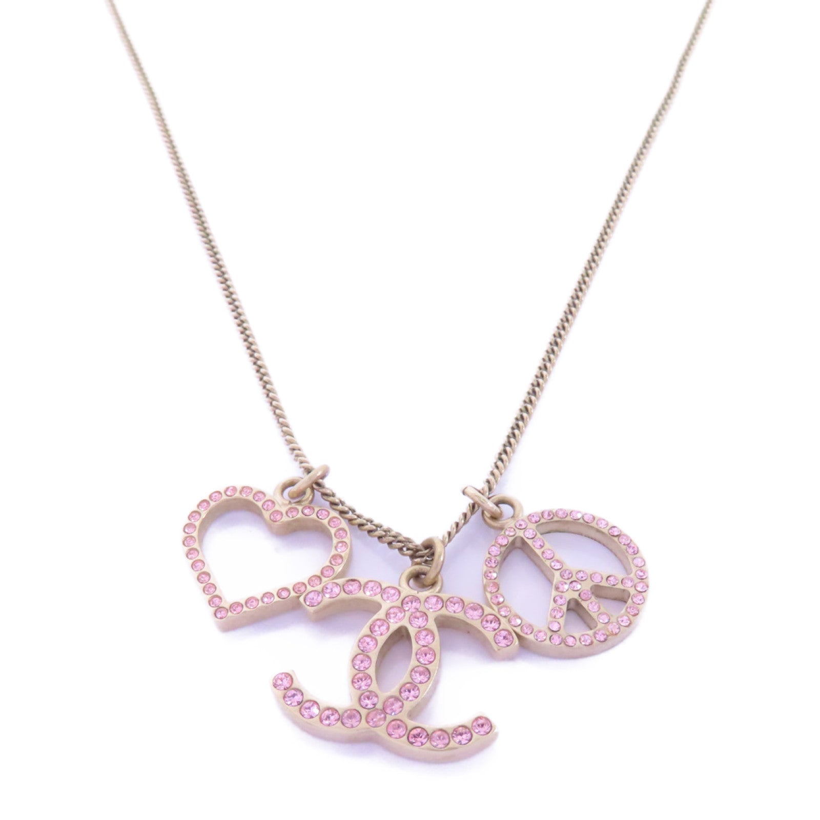 CHANEL PVC/金屬Necklace項鍊粉紅色/金色