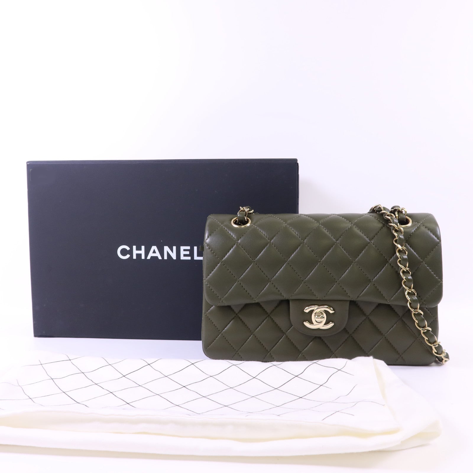 CHANEL 羊皮皮革Classic 23金扣鏈帶肩背袋