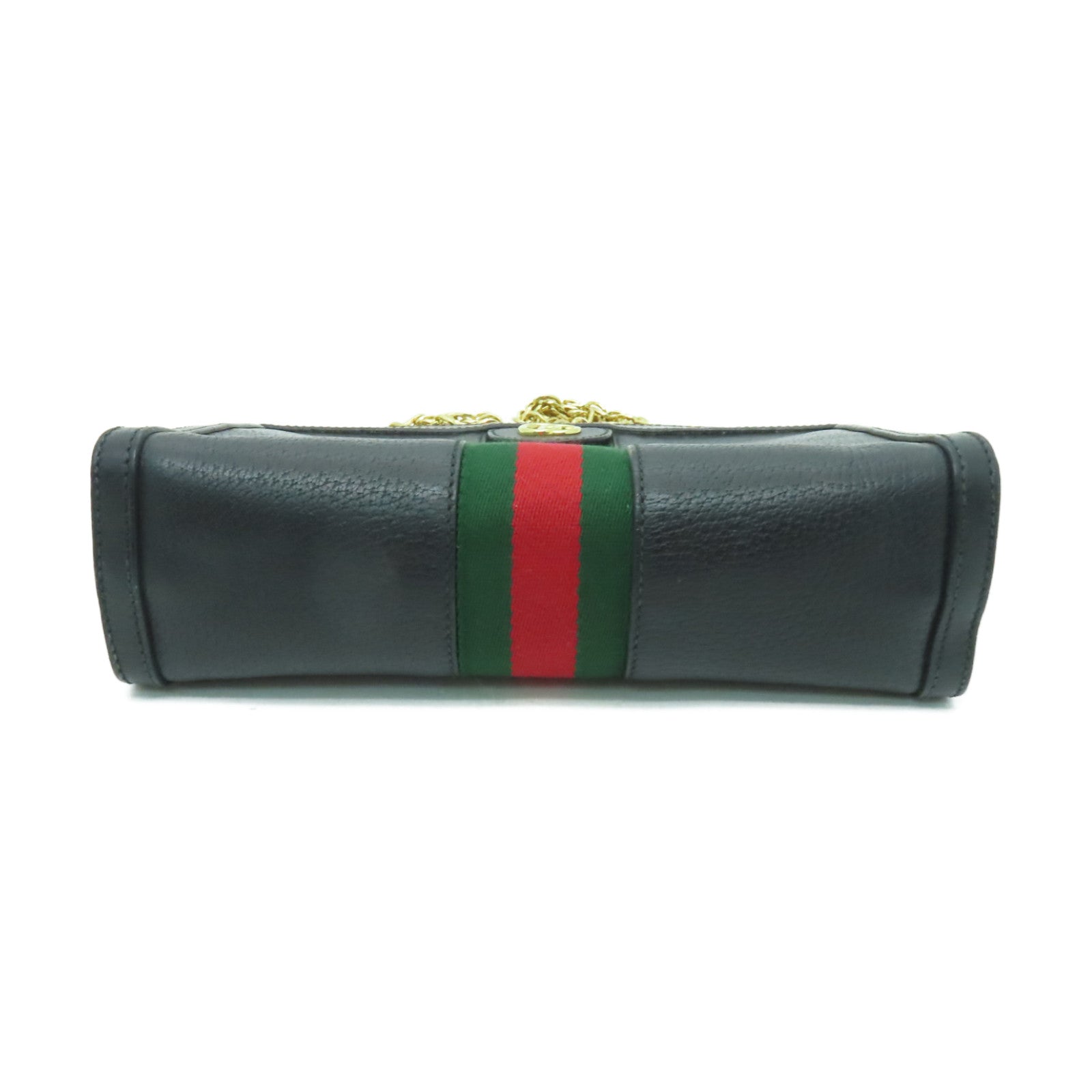 GUCCI 【清倉大減價】牛皮皮革Ophidia GG金扣鏈帶肩背袋黑色
