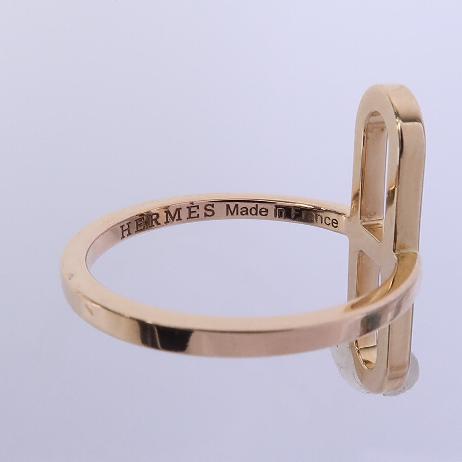 HERMES 18K玫瑰金Chaine D'ancre戒指