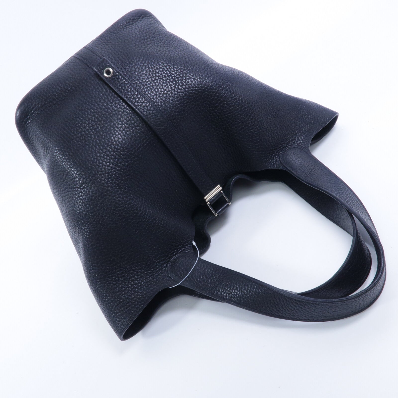 HERMES Clemence皮革Picotin MM手挽袋Noir