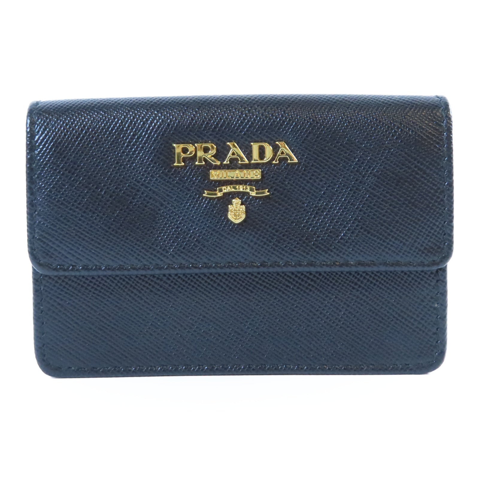 PRADA 【激減優惠】牛皮皮革Card Case金扣卡片套黑色
