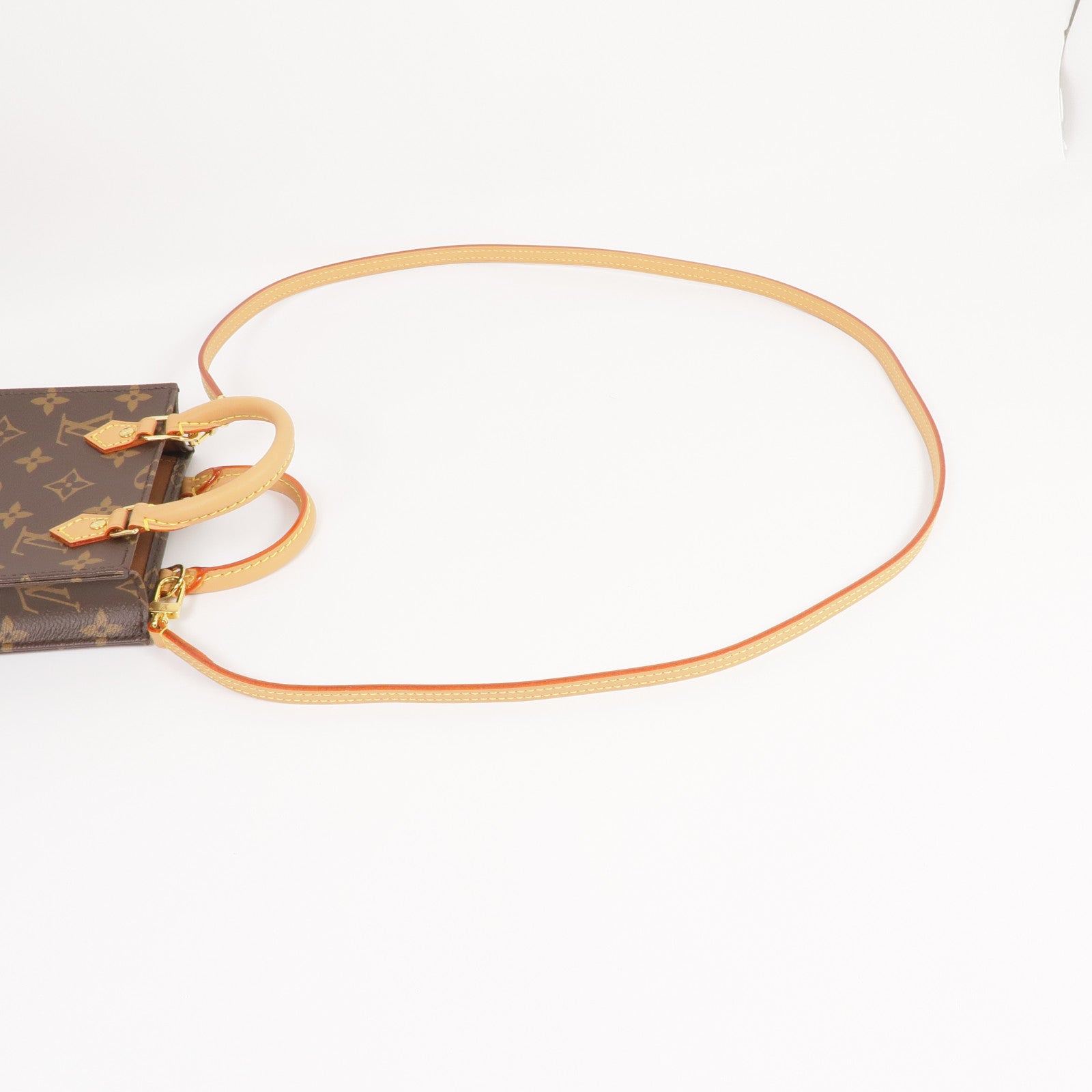 LOUIS VUITTON Monogram Petit Sac Plat金扣手挽肩背兩用袋Monogram Petit Sac Plat金扣手挽肩背兩用袋