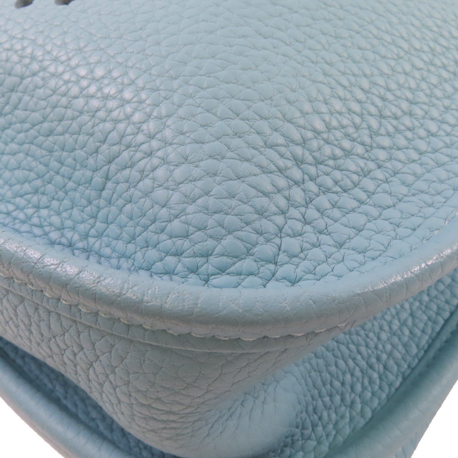 HERMES Clemence皮革Evelyne GM Shoulder Bag銀扣肩背袋Bleu Atoll/潟湖藍色