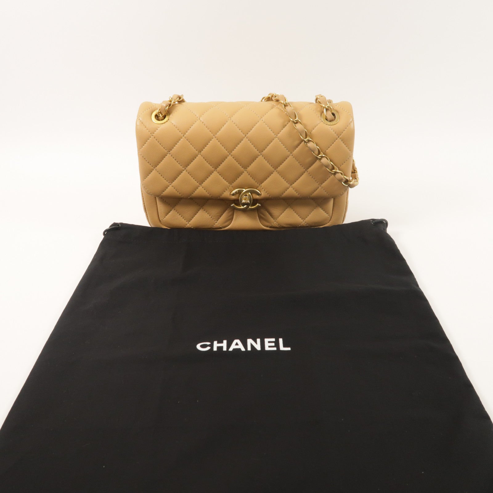 CHANEL 牛皮皮革Flap Bag鏈帶肩背袋