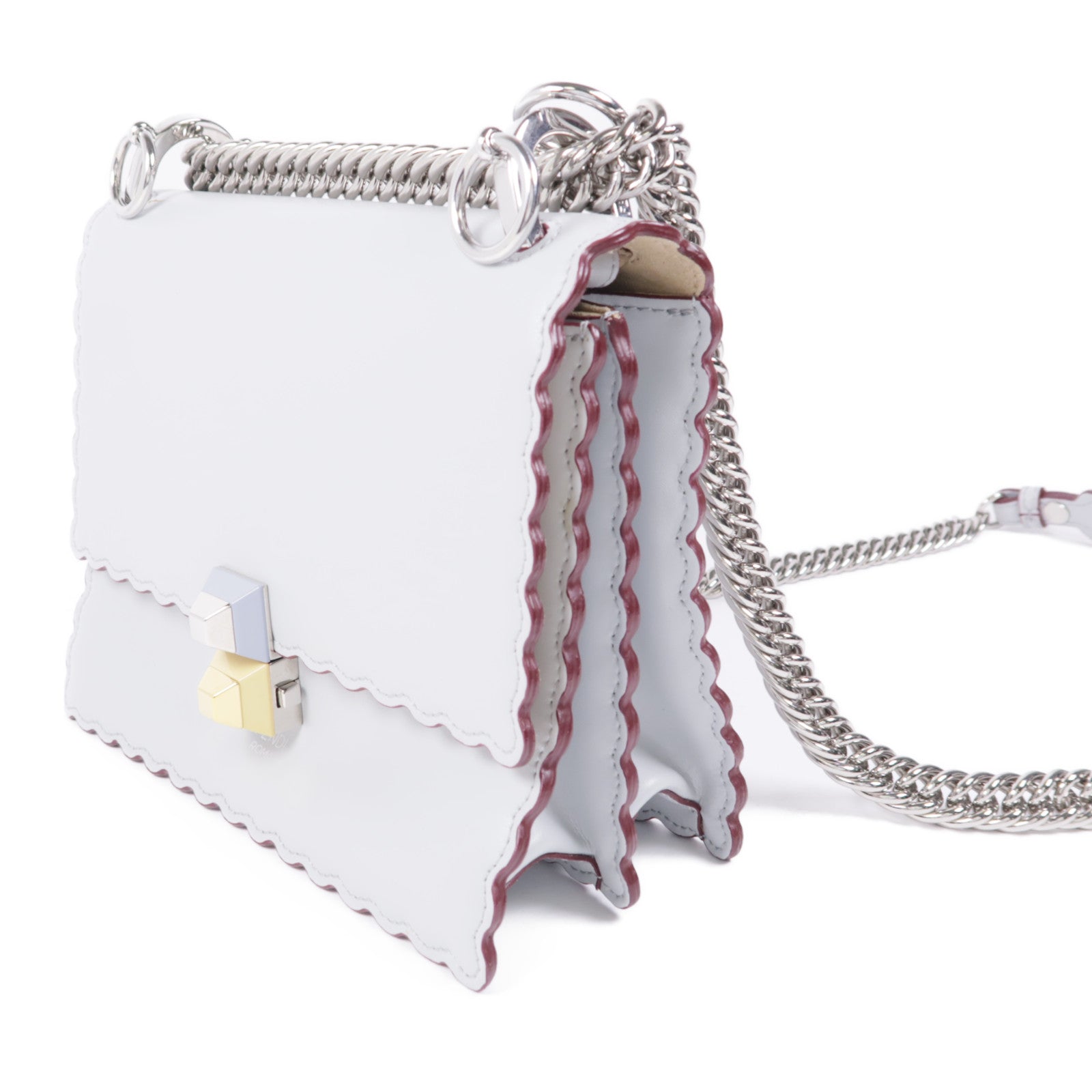 FENDI 【激減優惠】牛皮皮革Chain Shoulder金扣鏈帶肩背袋