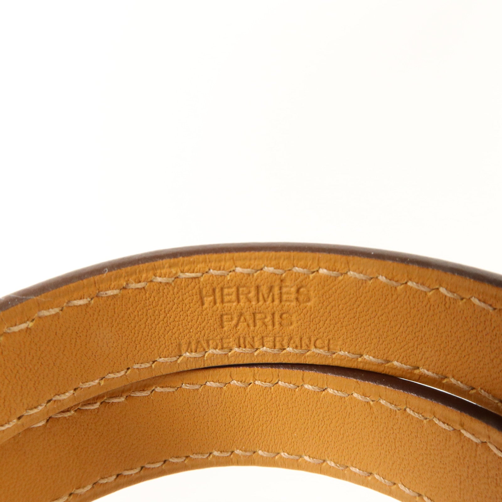 HERMES Epsom皮革Kelly Double Tour Bracelet金扣手鏈Etoupe