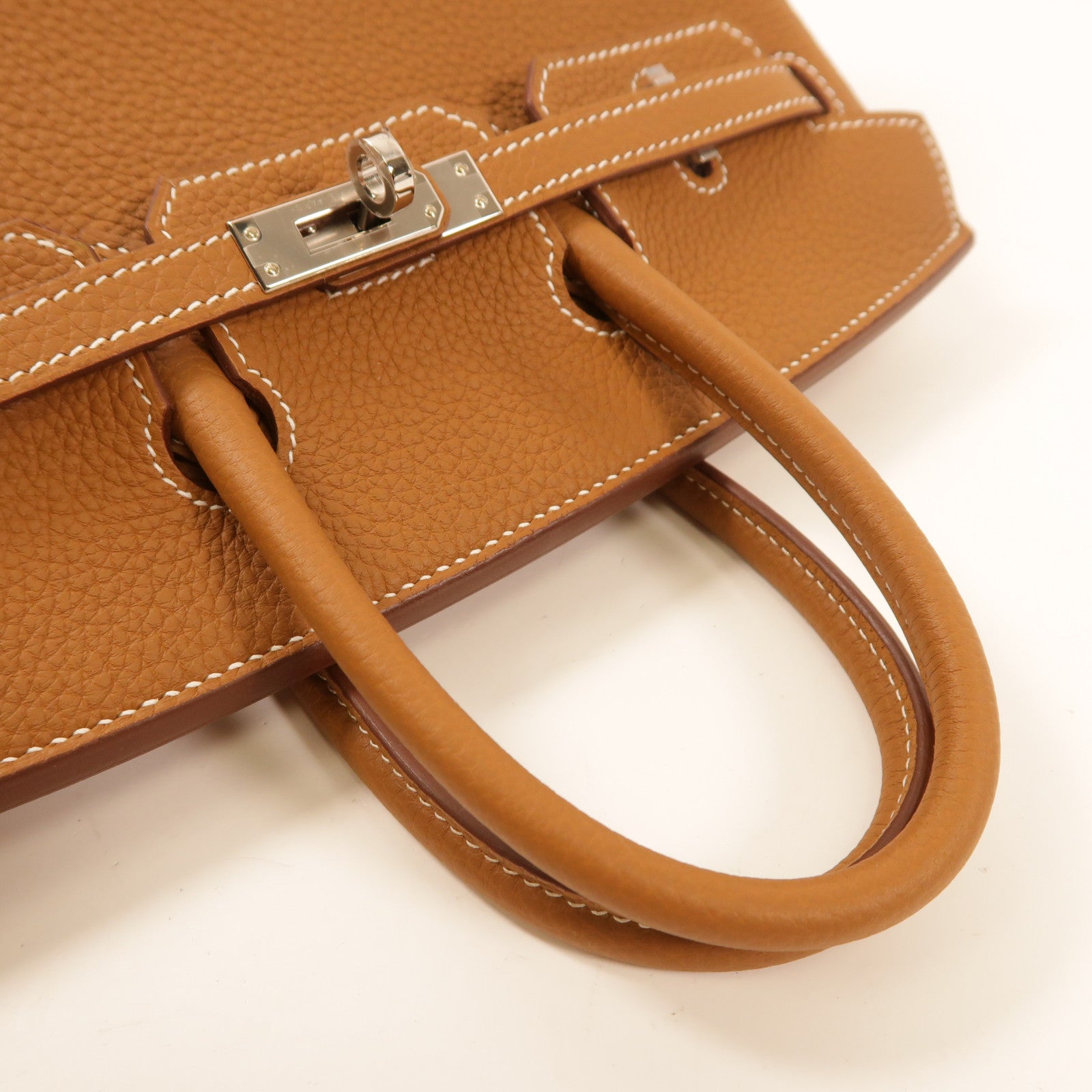 HERMES 【激減優惠】Togo皮革Birkin 25銀扣手挽袋Gold