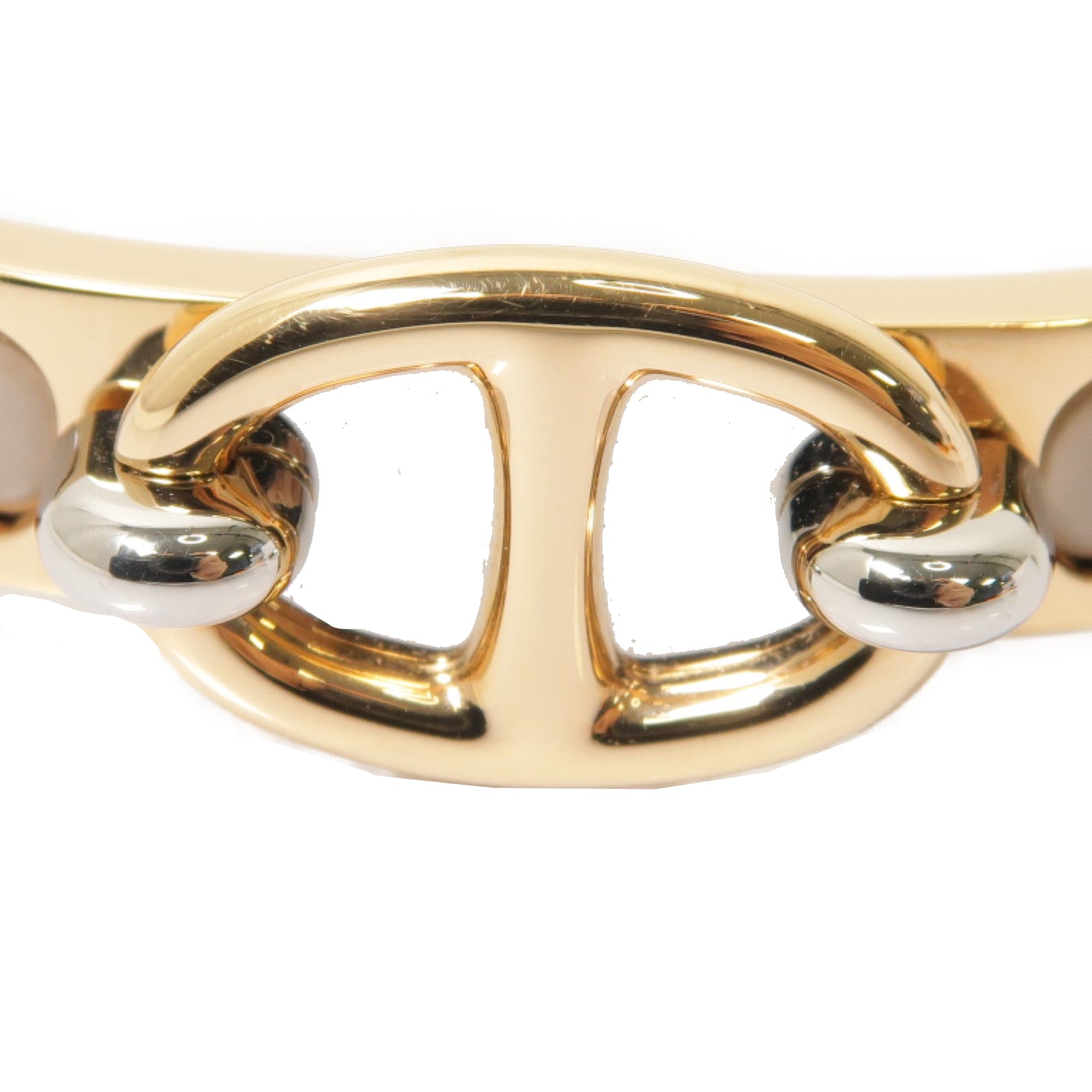 HERMES 金屬Mini Clic Chaine d'Ancre Bracelet手鐲金色/米色