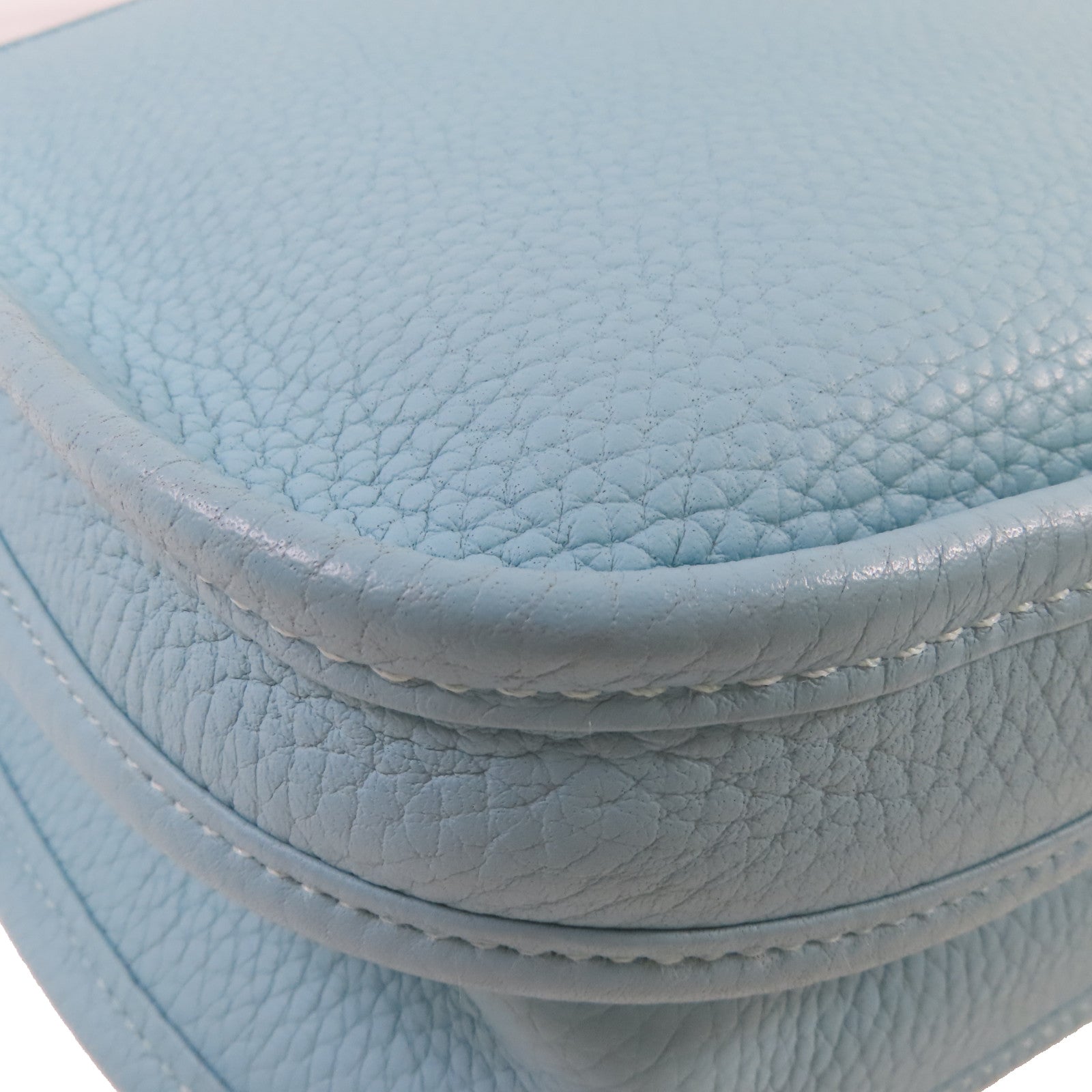 HERMES Clemence皮革Evelyne GM Shoulder Bag銀扣肩背袋Bleu Atoll/潟湖藍色