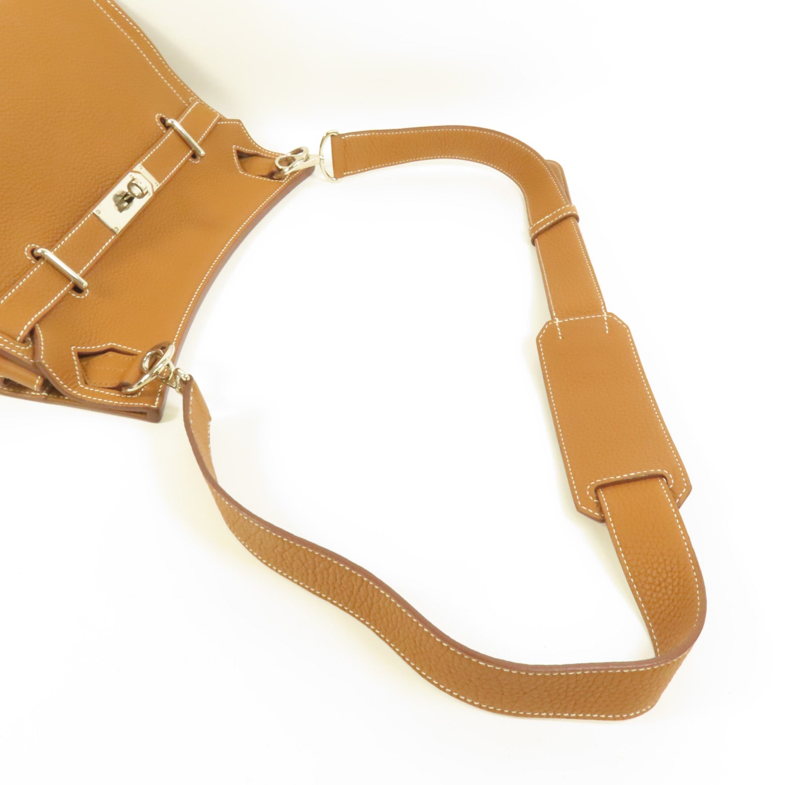 HERMES Clemence皮革Jypsiere 31銀扣肩背袋Gold