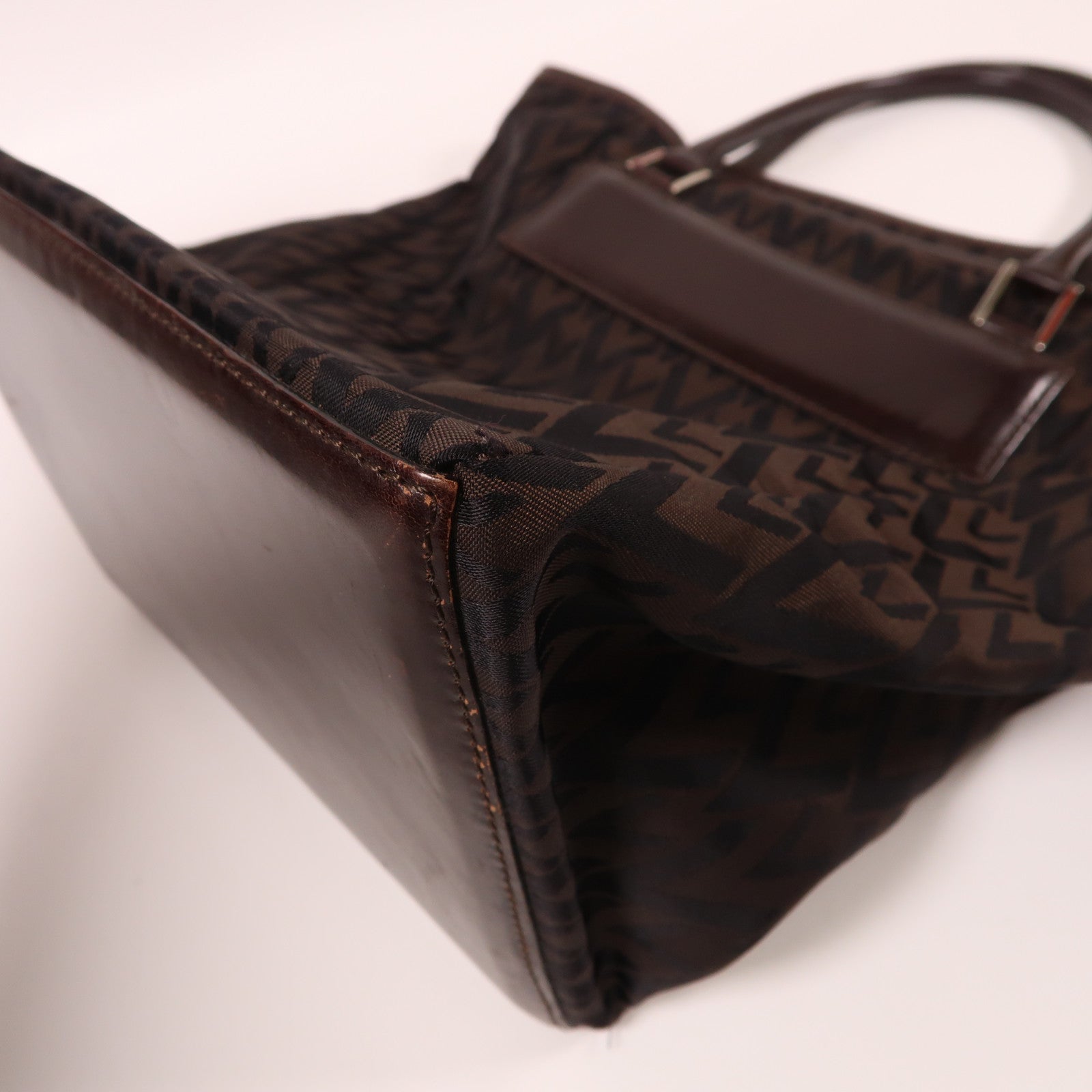 Valentino 帆布/皮革Tote Bag銀扣手挽袋啡色