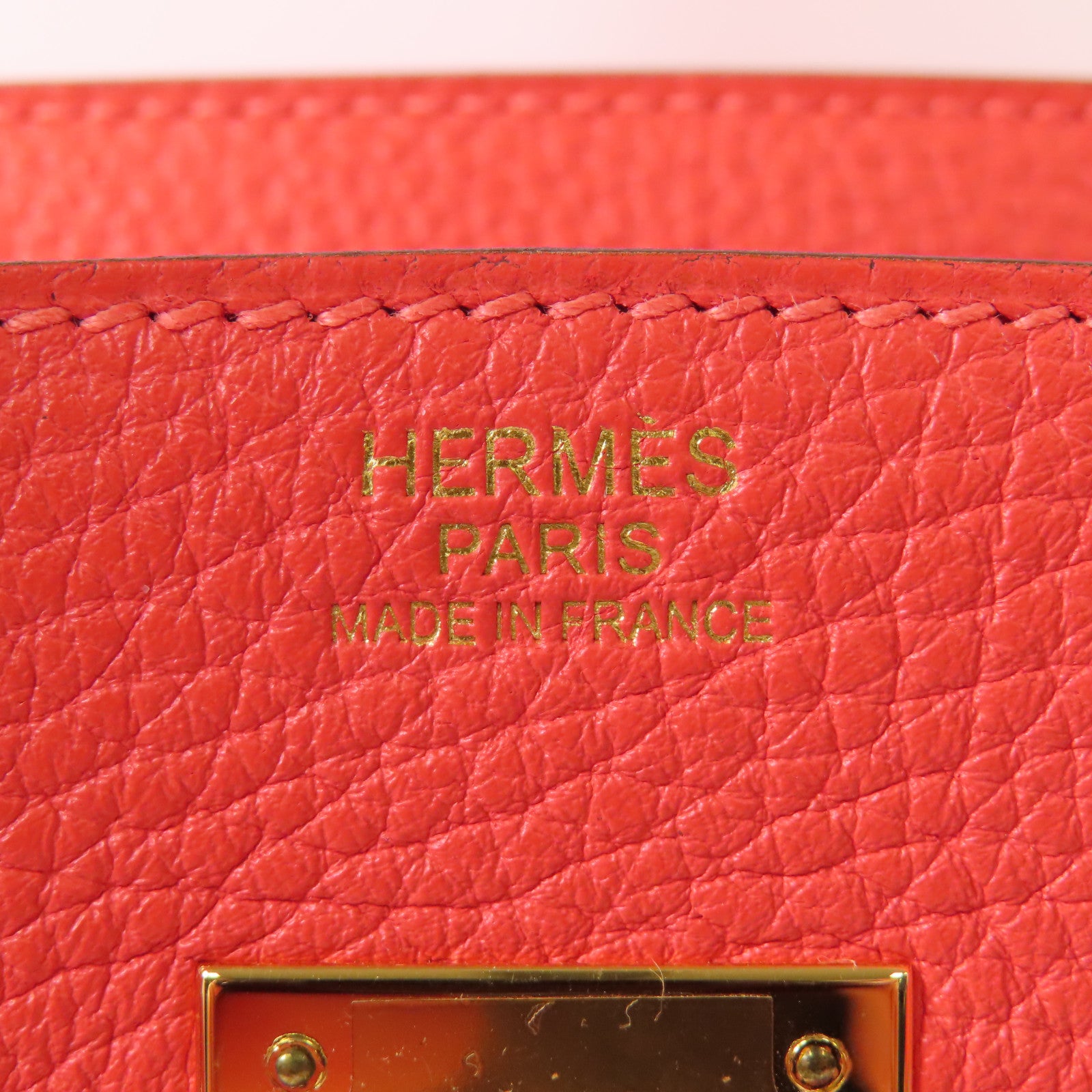 HERMES Clemence皮革Birkin 30金扣手挽袋Rouge Pivoine