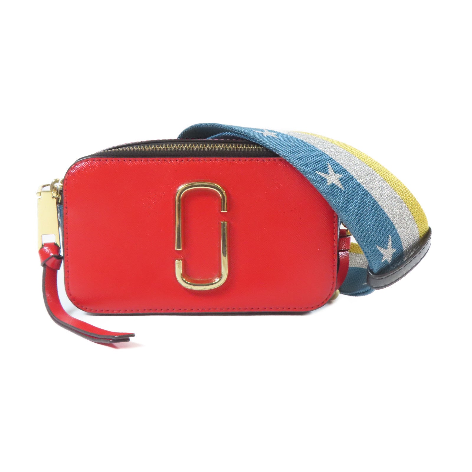 MARC JACOBS 牛皮皮革Shoulder Bag金扣肩背袋紅色/藍色/紫紅色