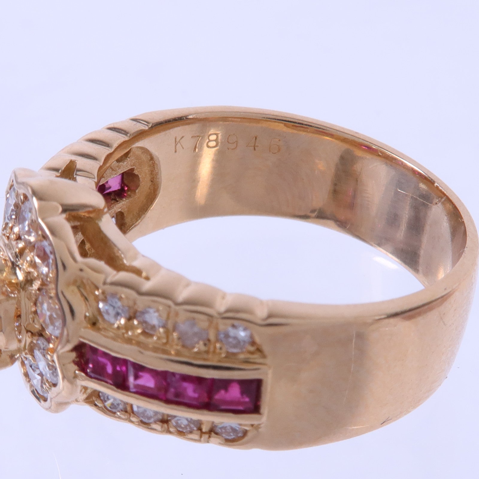 JEWELRY 【激減優惠】18K黃金Ruby Diamond Ring紅寶石/鑽石戒指#US6