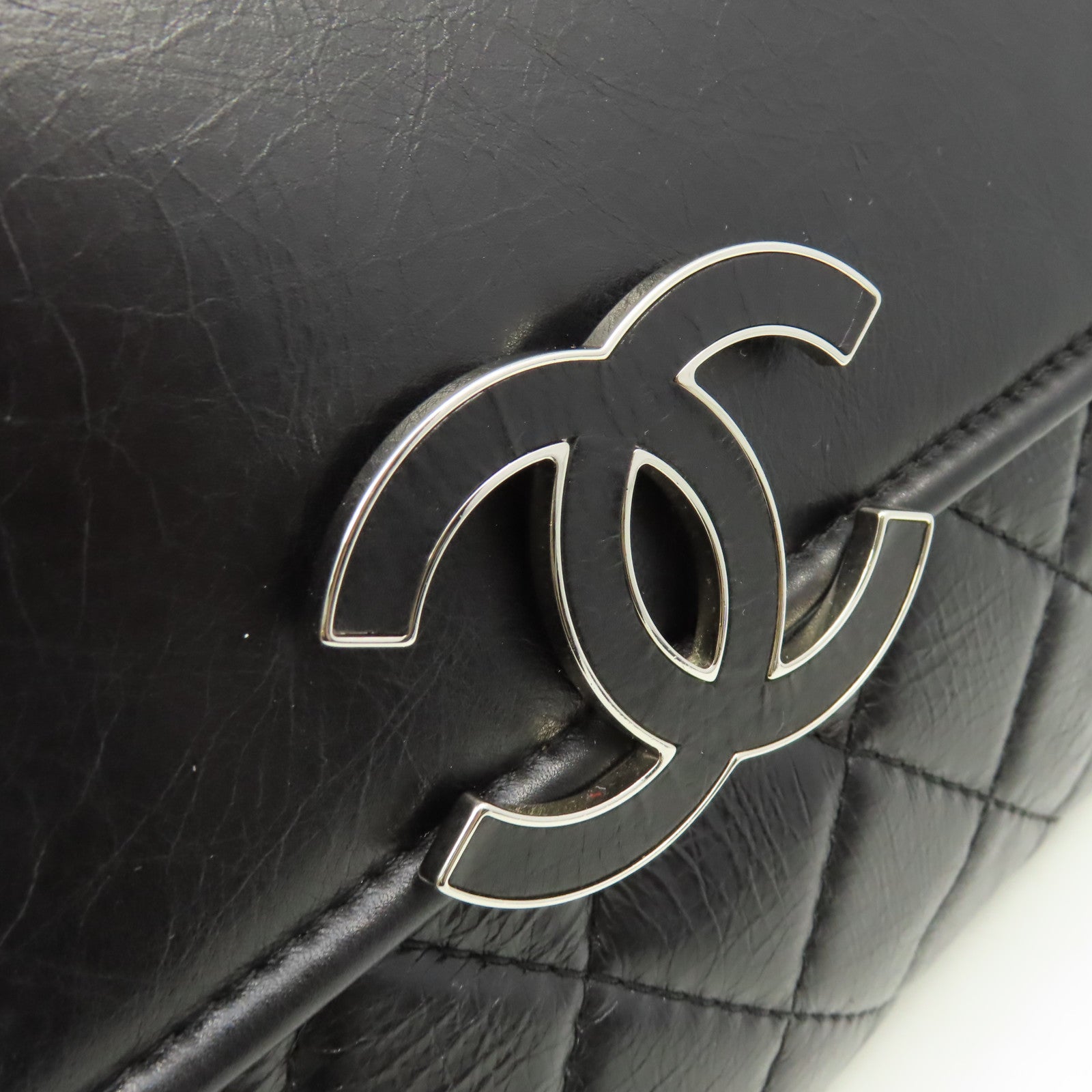 CHANEL 【激減優惠】菱格牛皮皮革Chain Shoulder Bag銀扣鏈帶肩背袋黑色