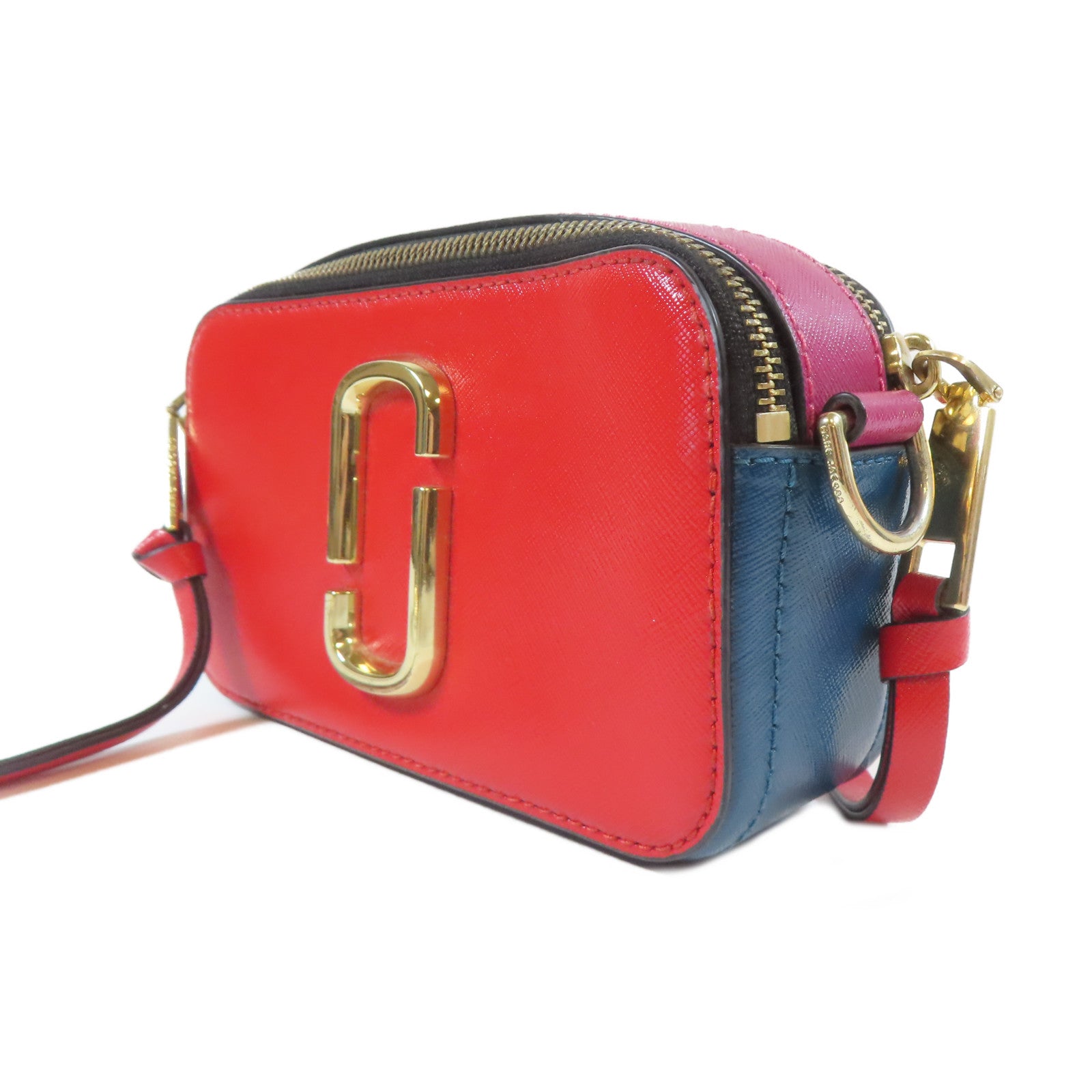 MARC JACOBS 牛皮皮革Shoulder Bag金扣肩背袋紅色/藍色/紫紅色