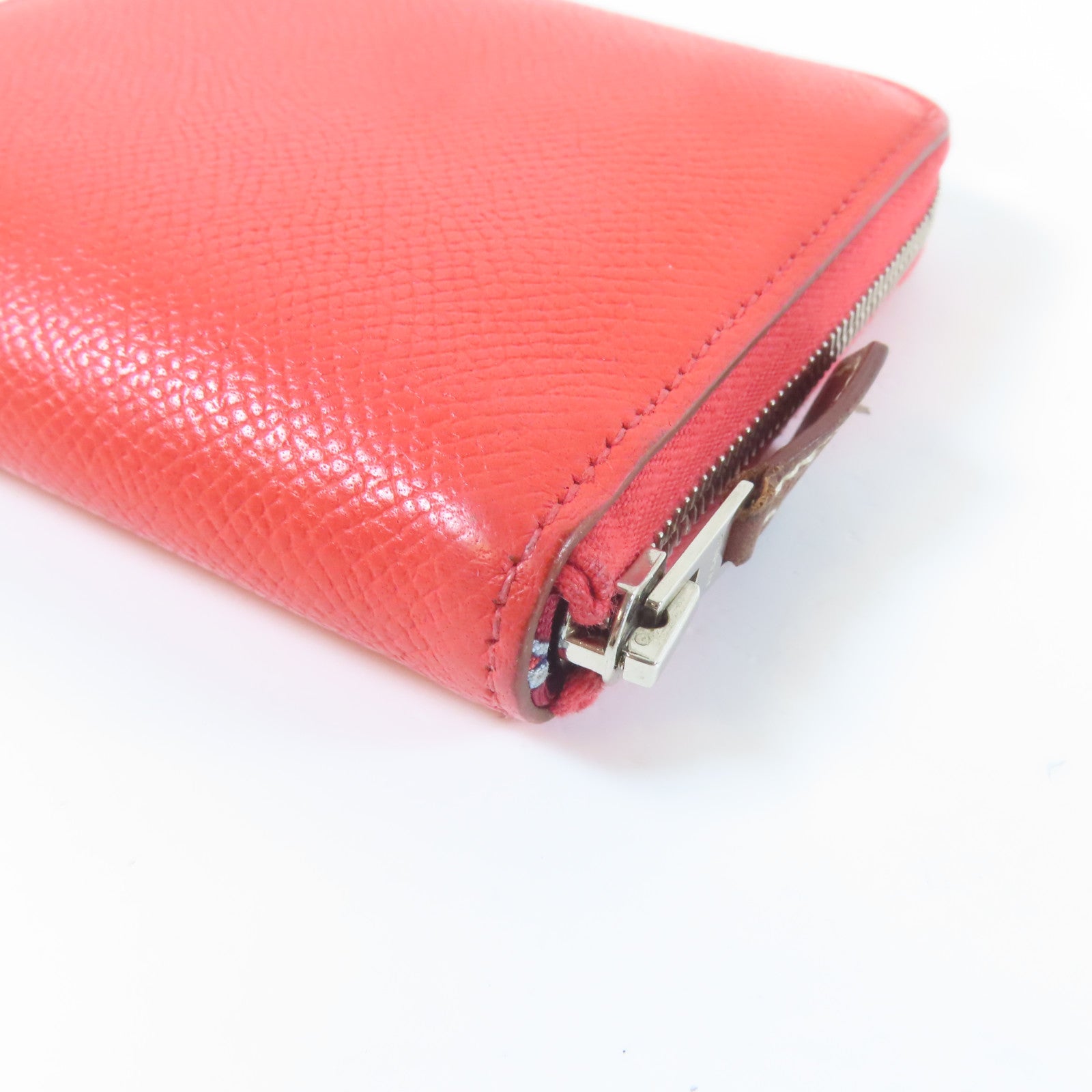 HERMES 【激減優惠】Epsom皮革Silk'In Compact Wallet銀扣錢包罌粟花橘色