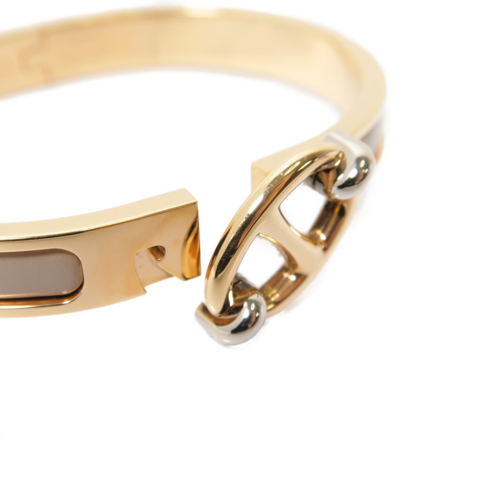 HERMES 金屬Mini Clic Chaine d'Ancre Bracelet手鐲金色/米色