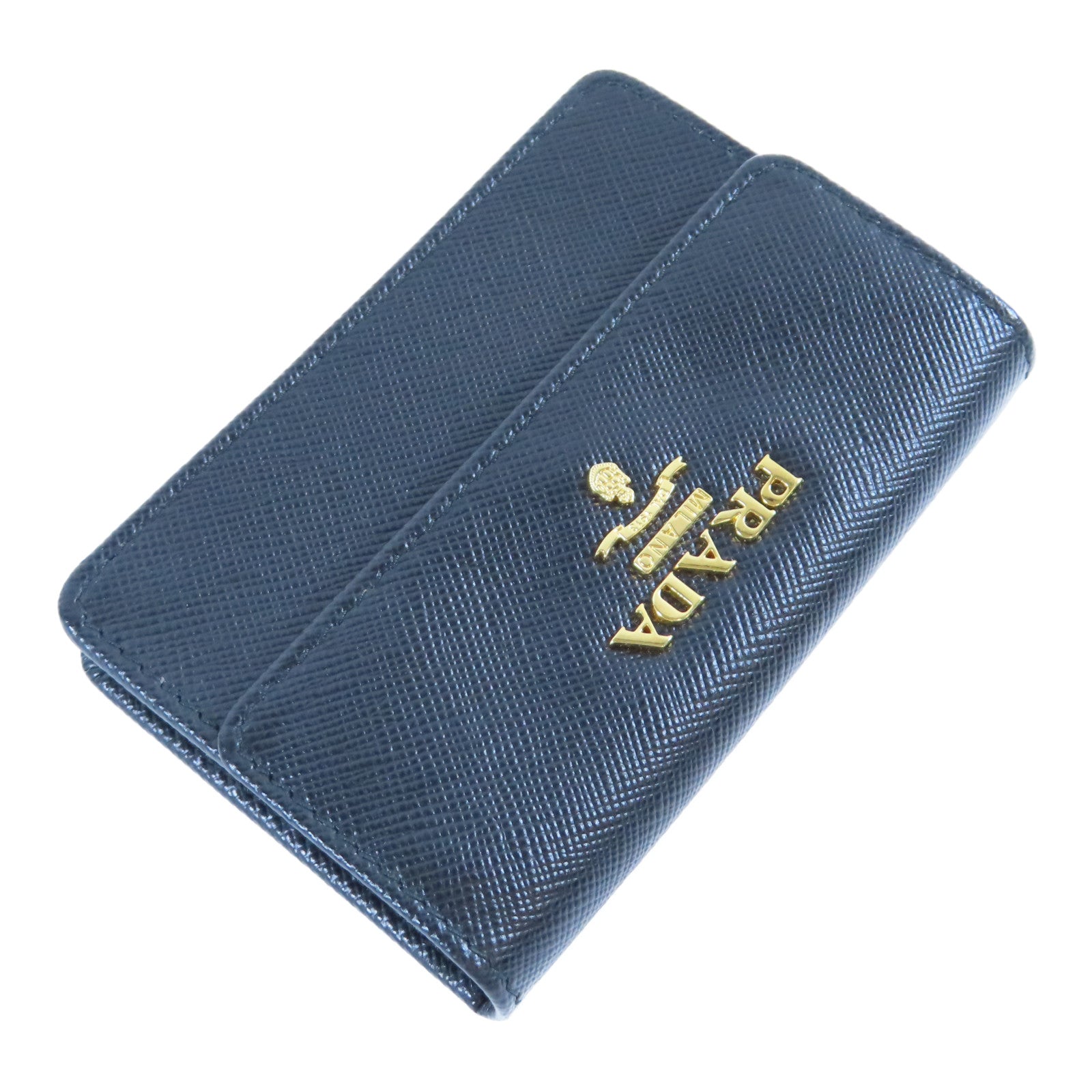 PRADA 【激減優惠】牛皮皮革Card Case金扣卡片套黑色