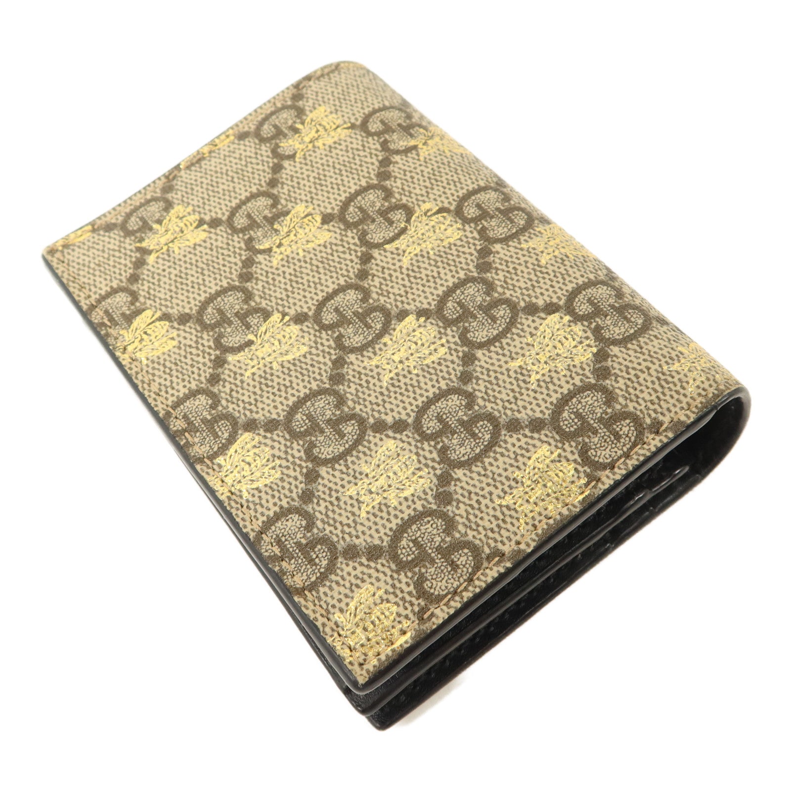 GUCCI 塗層帆布/牛皮皮革GG Supreme Bees Folded Wallet錢包