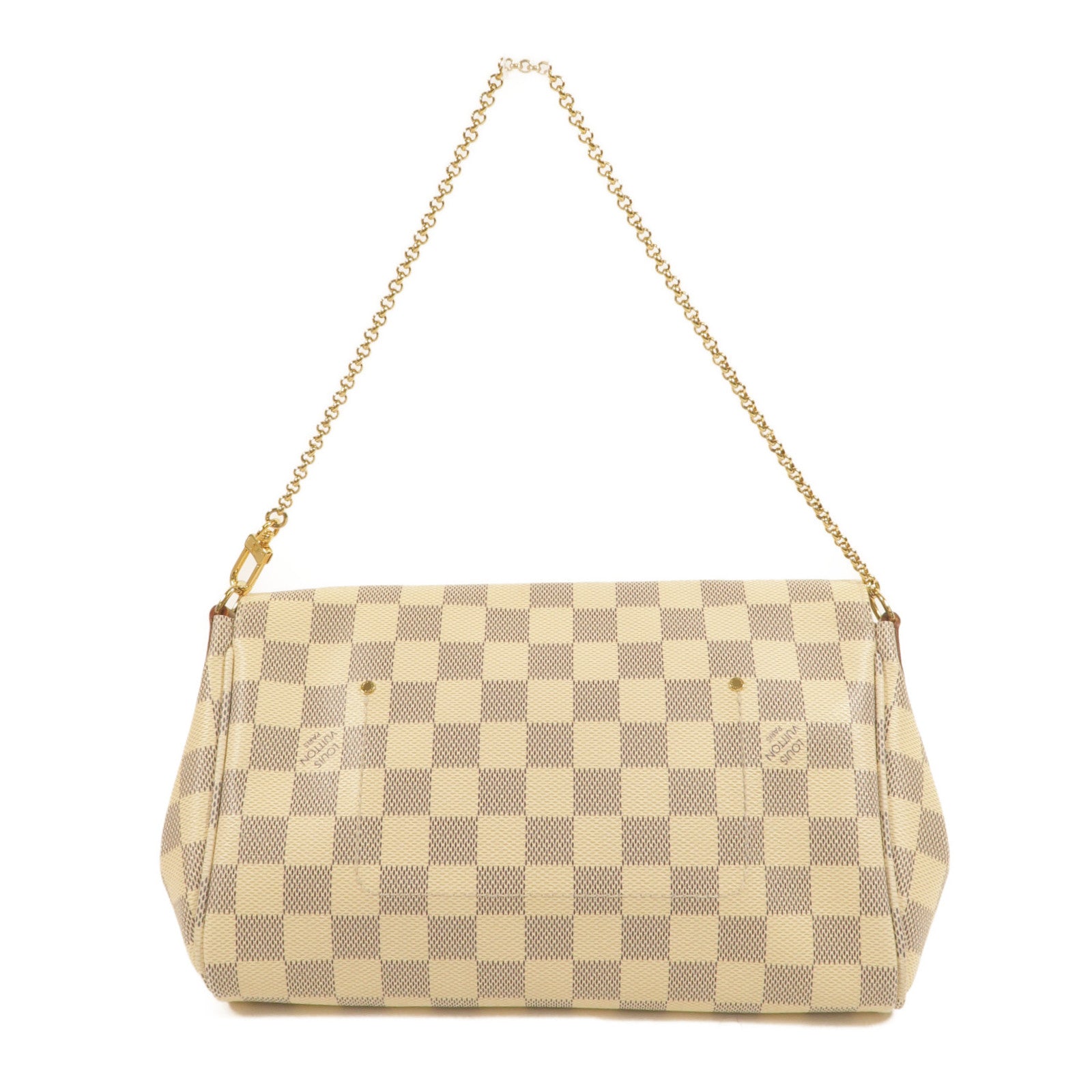 LOUIS VUITTON Damier Azur Favorite MM金扣手挽肩背兩用袋白色