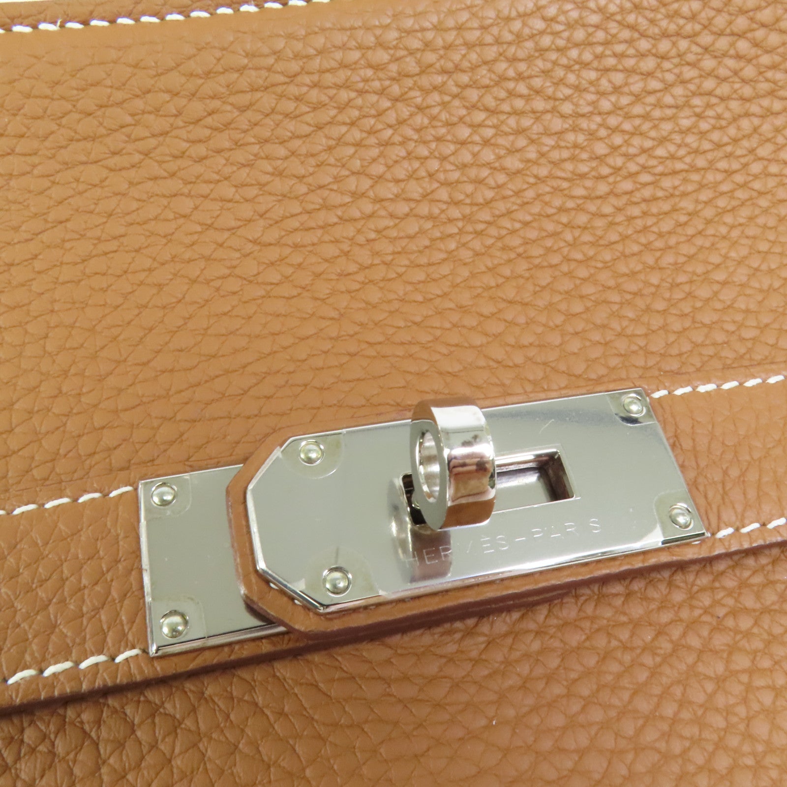 HERMES Clemence皮革Jypsiere 31銀扣肩背袋Gold