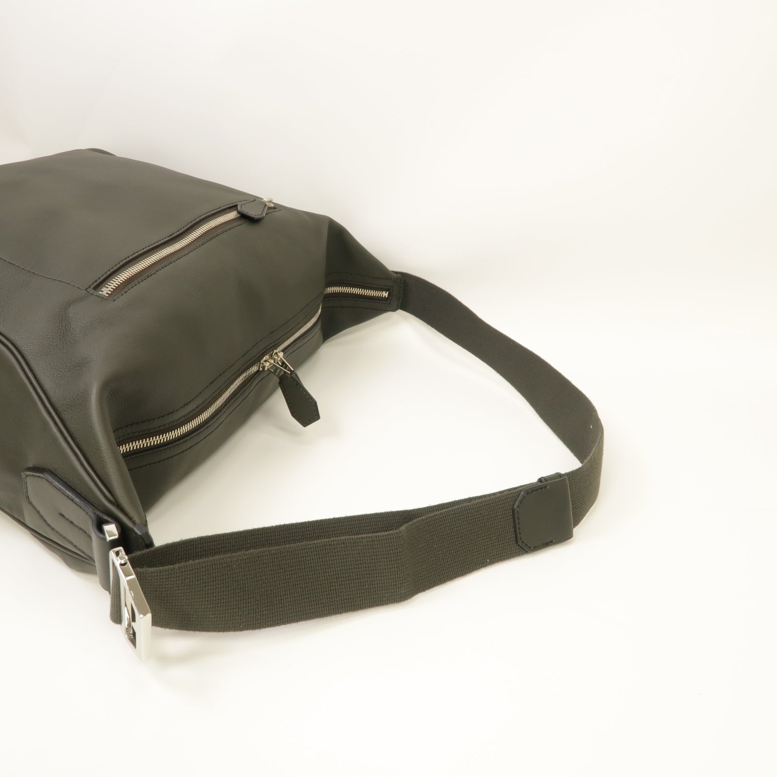 HERMES 【激減優惠】Evercolor皮革Shoulder Bag銀扣肩背袋深綠色