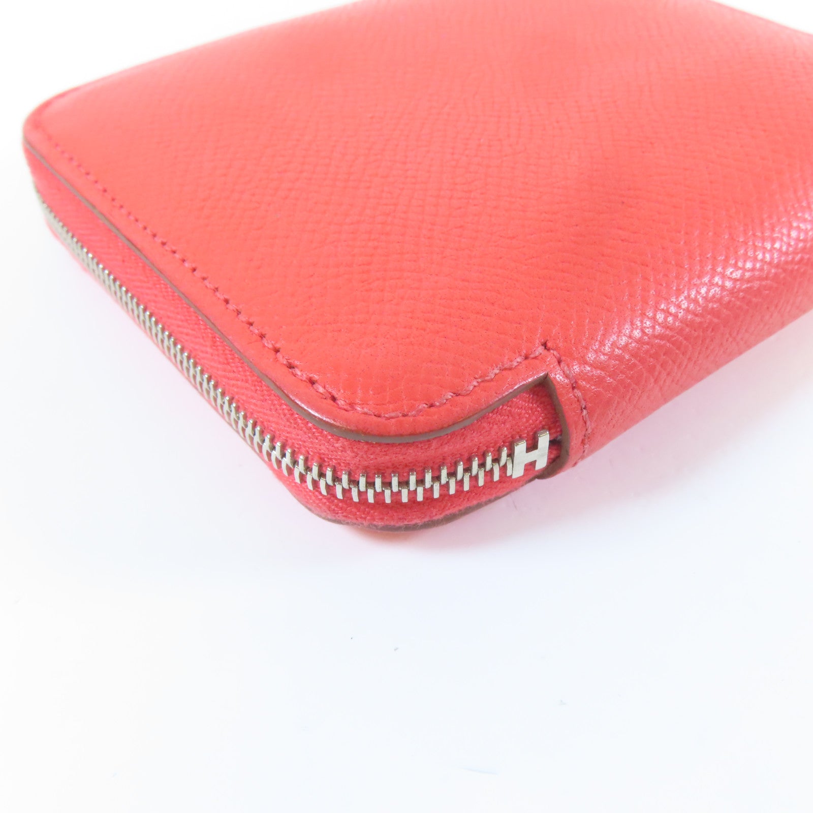HERMES 【激減優惠】Epsom皮革Silk'In Compact Wallet銀扣錢包罌粟花橘色