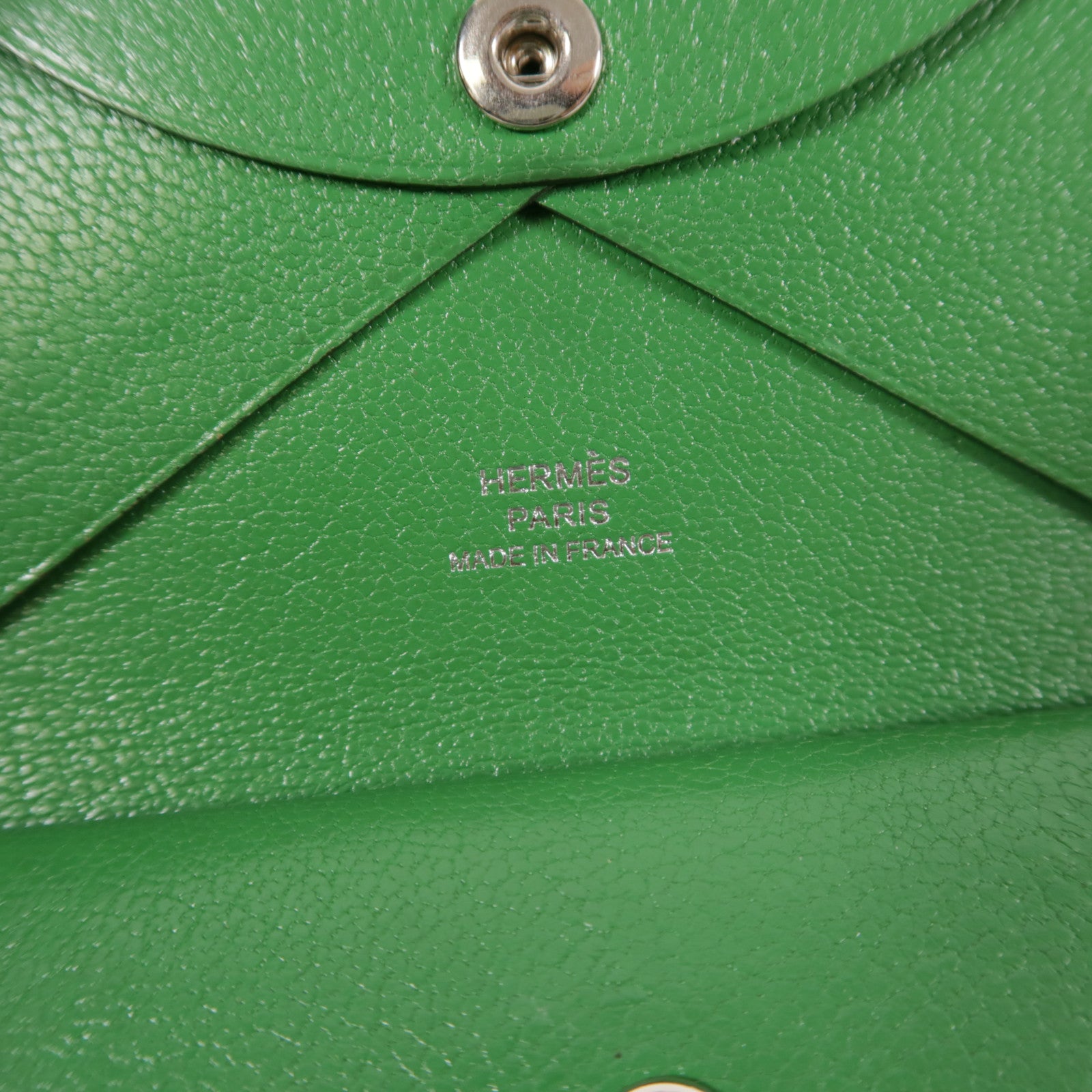 HERMES Chevre皮革Calvi Duo銀扣卡片套
