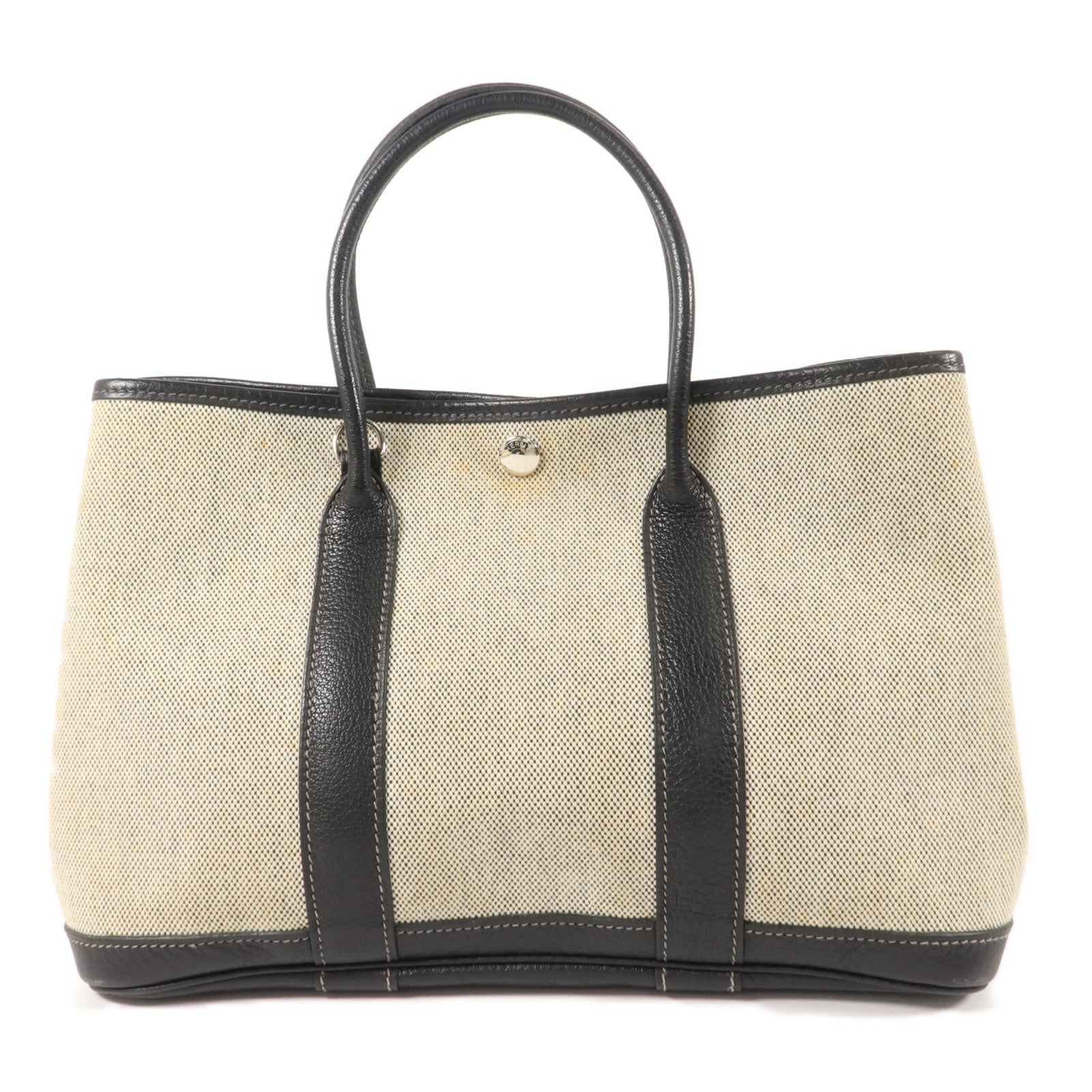 HERMES 帆布/牛皮皮革Garden Party TPM With Strap手挽袋Noir