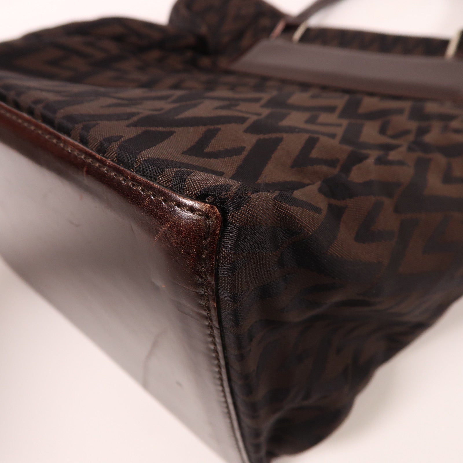 Valentino 帆布/皮革Tote Bag銀扣手挽袋啡色