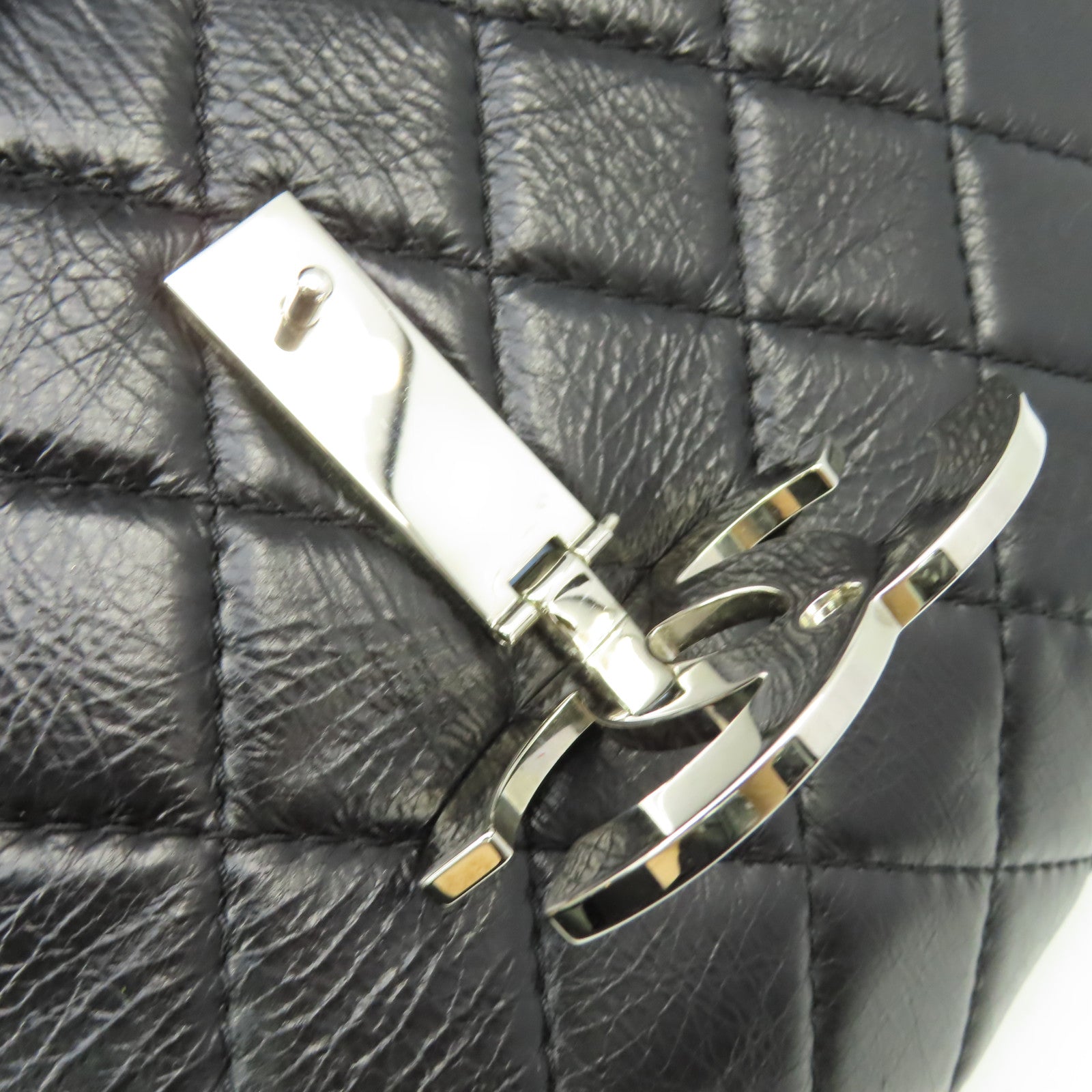 CHANEL 【激減優惠】菱格牛皮皮革Chain Shoulder Bag銀扣鏈帶肩背袋黑色
