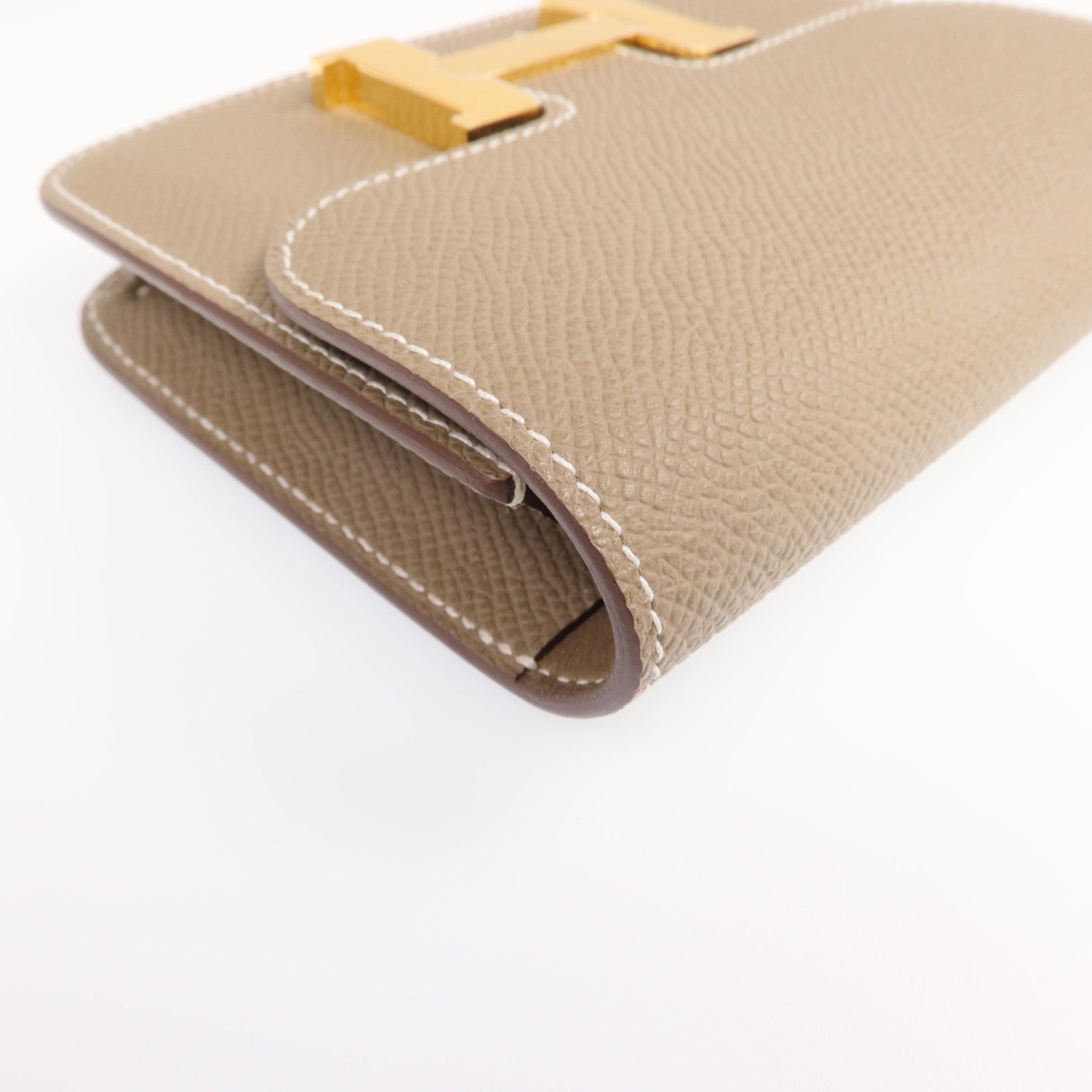 HERMES Epsom皮革Constance Slim金扣錢包Etoupe