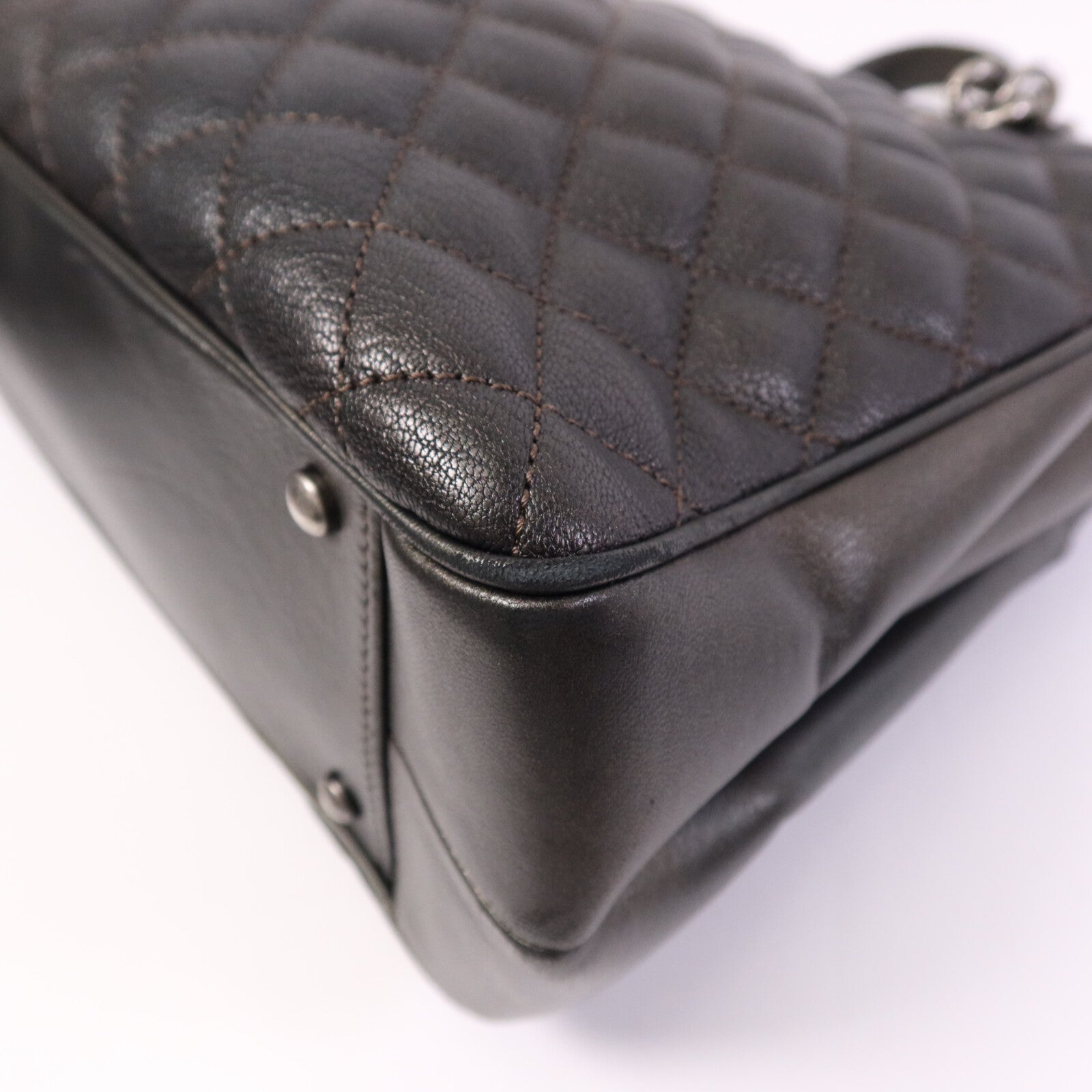 CHANEL 牛皮皮革Chain Shoulder Bag銀扣鏈帶肩背袋