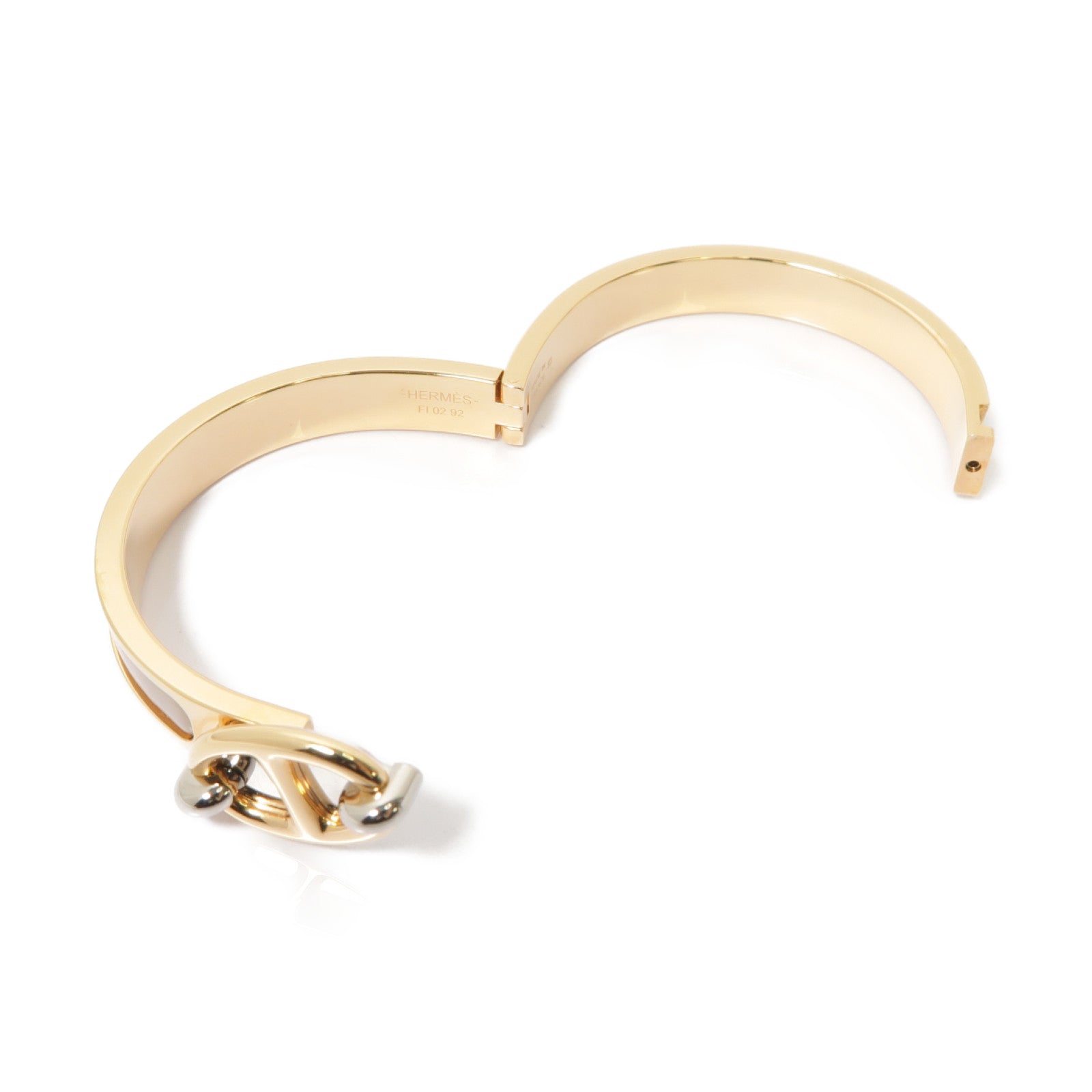 HERMES 金屬Mini Clic Chaine d'Ancre Bracelet手鐲金色/米色