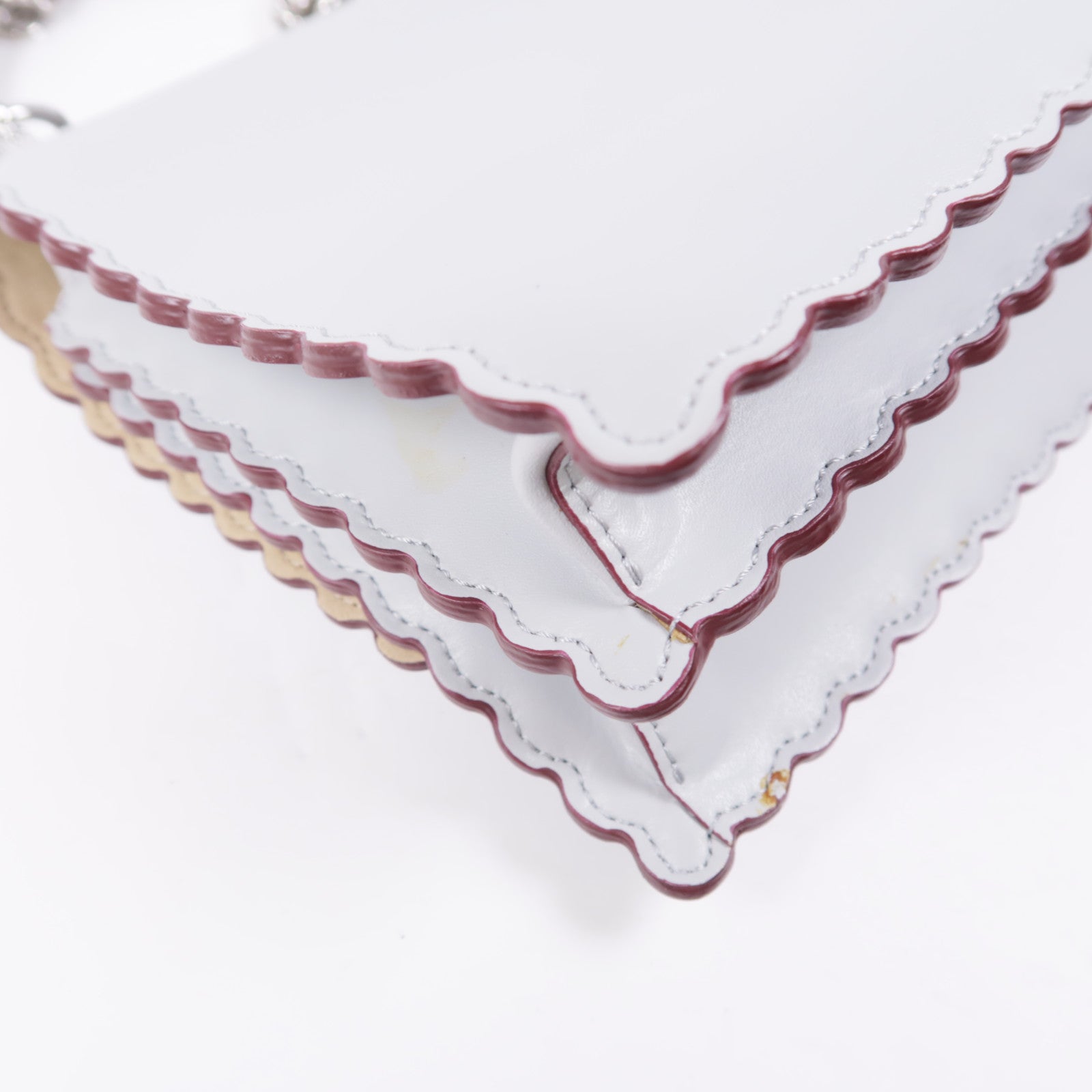 FENDI GHW Chain Shoulder Bag Calfskin Leather 8M0381 Grey