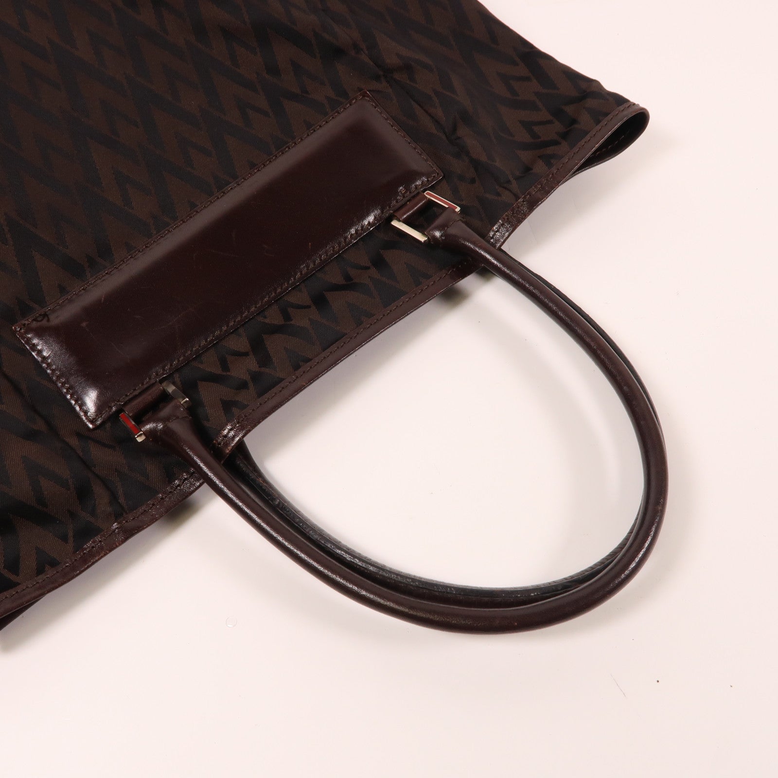Valentino 帆布/皮革Tote Bag銀扣手挽袋啡色