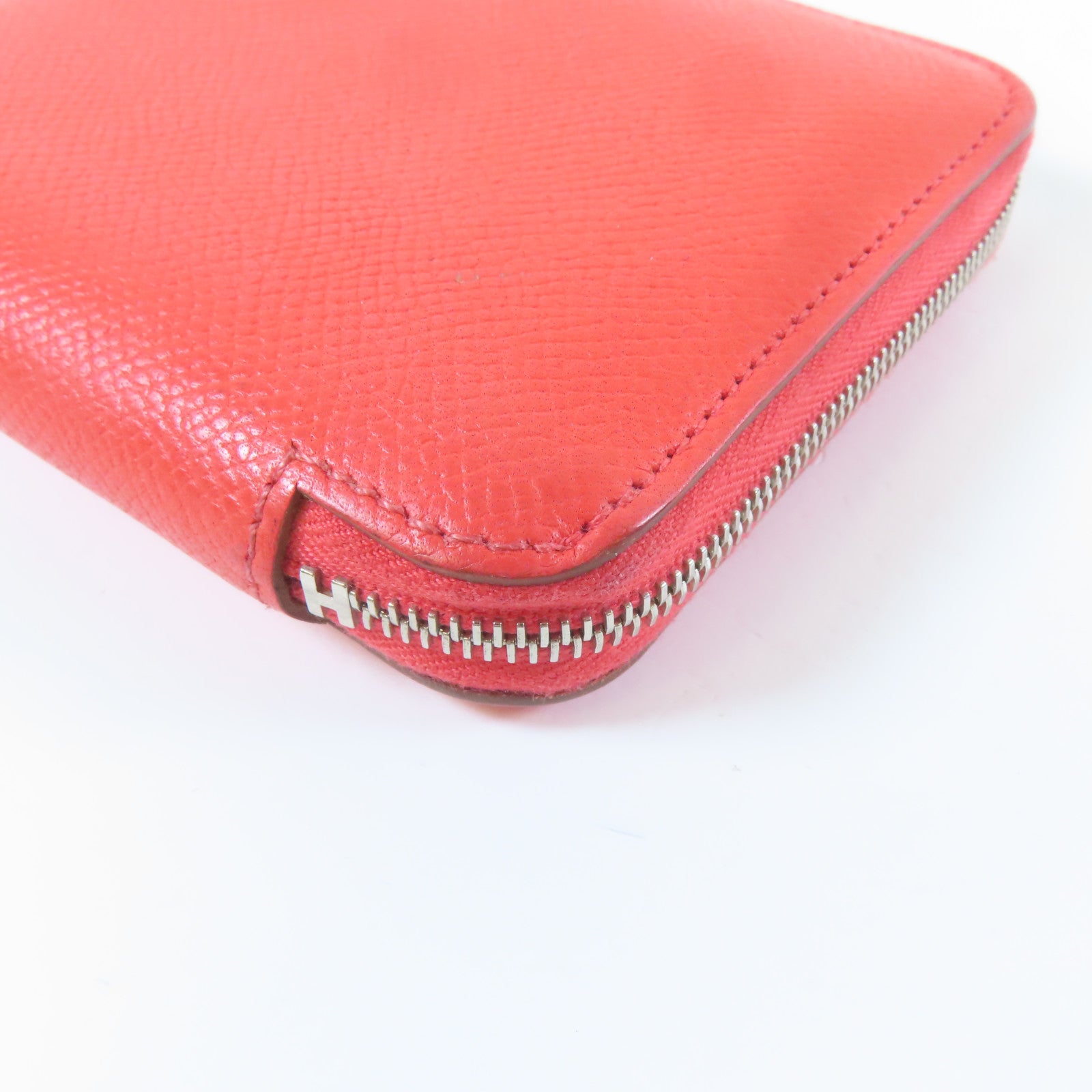 HERMES 【激減優惠】Epsom皮革Silk'In Compact Wallet銀扣錢包罌粟花橘色